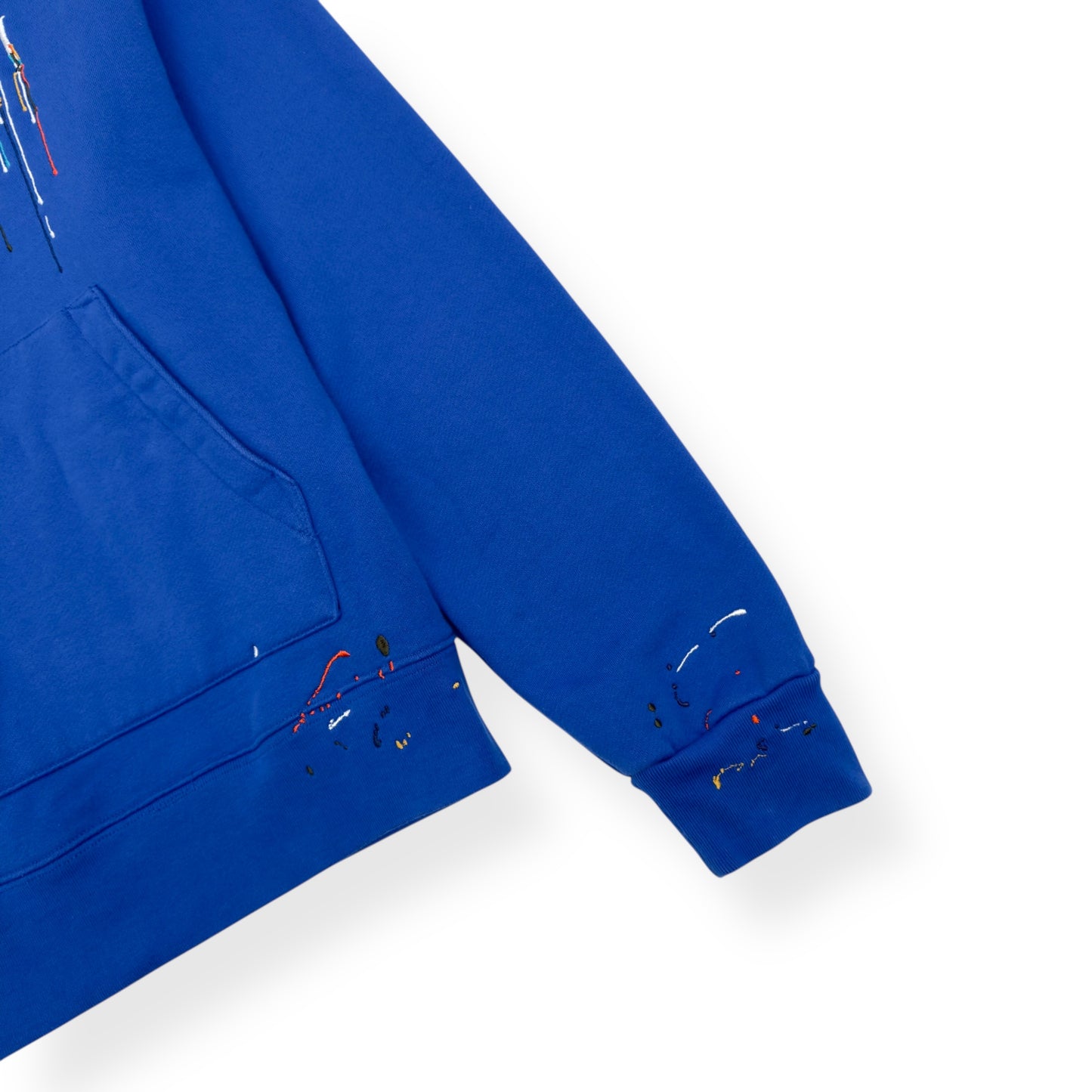 AMIRI EMBROIDERED PAINT DRIP CORE LOGO HOODIE BLUE M