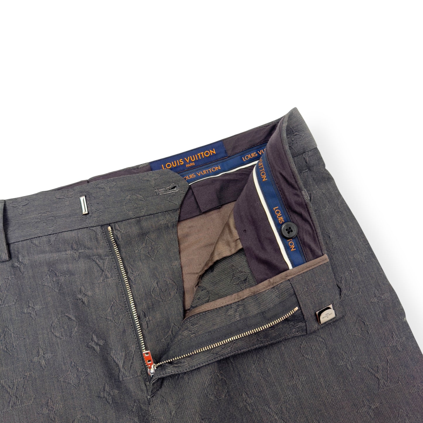 LOUIS VUITTON LOGO EMBROIDERED SLIM FIT TROUSERS S