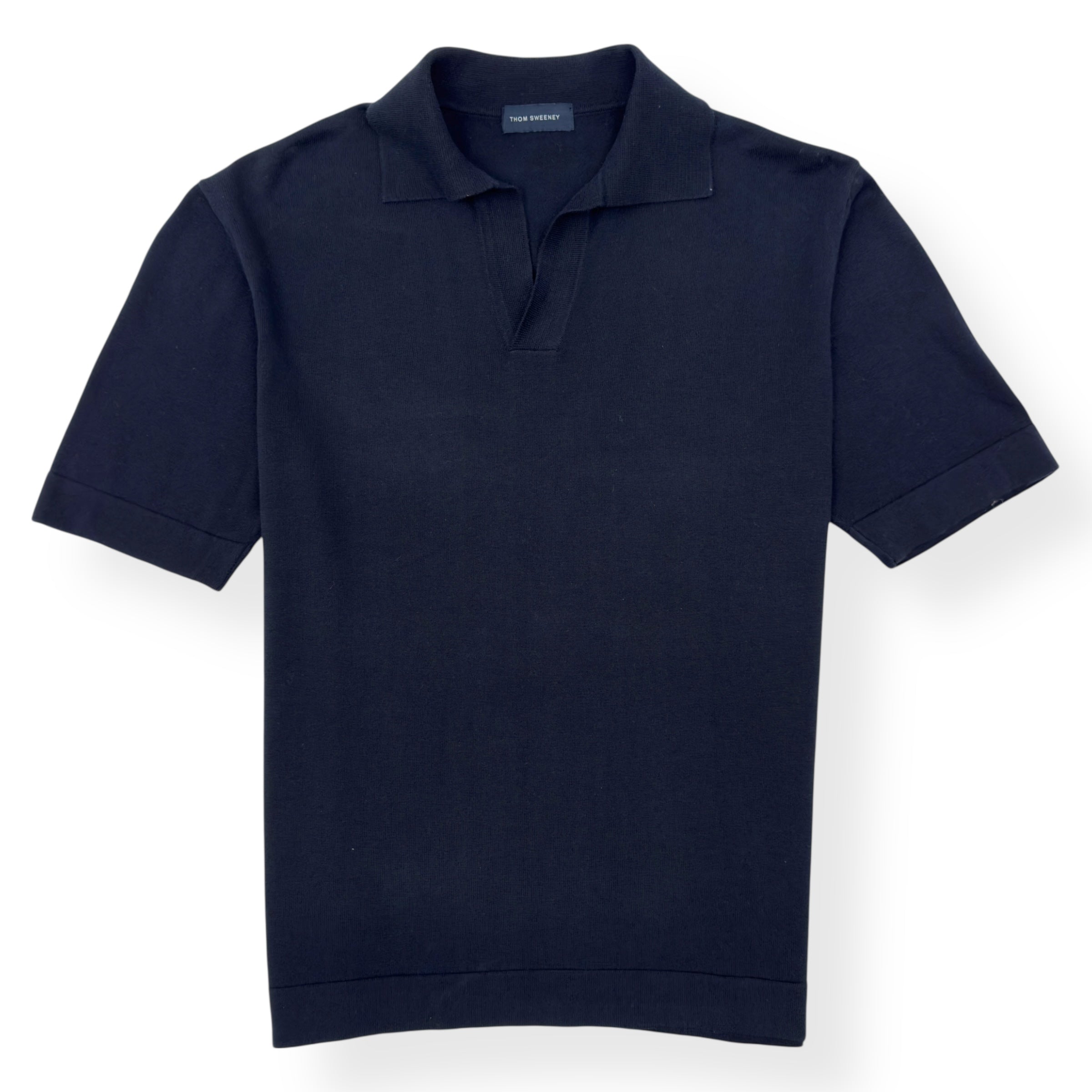 THOM SWEENEY SKIPPER COTTON POLO SHIRT NAVY M