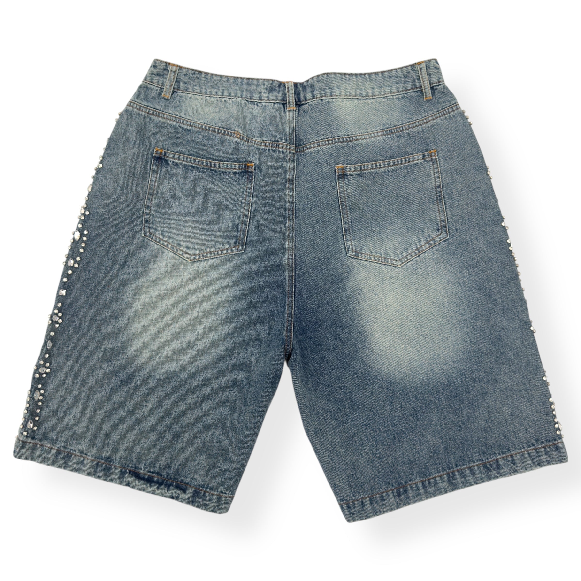 VALE FOREVER CRYSTAL EMBELLISHED SHORTS BLUE W34”