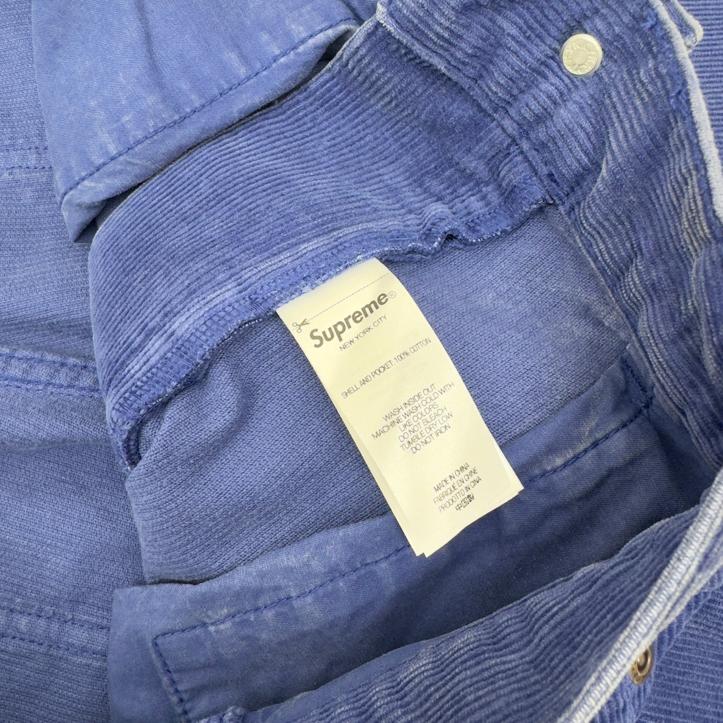 SUPREME WASHED CORDUROY DOUBLE KNEE SHORTS BLUE M