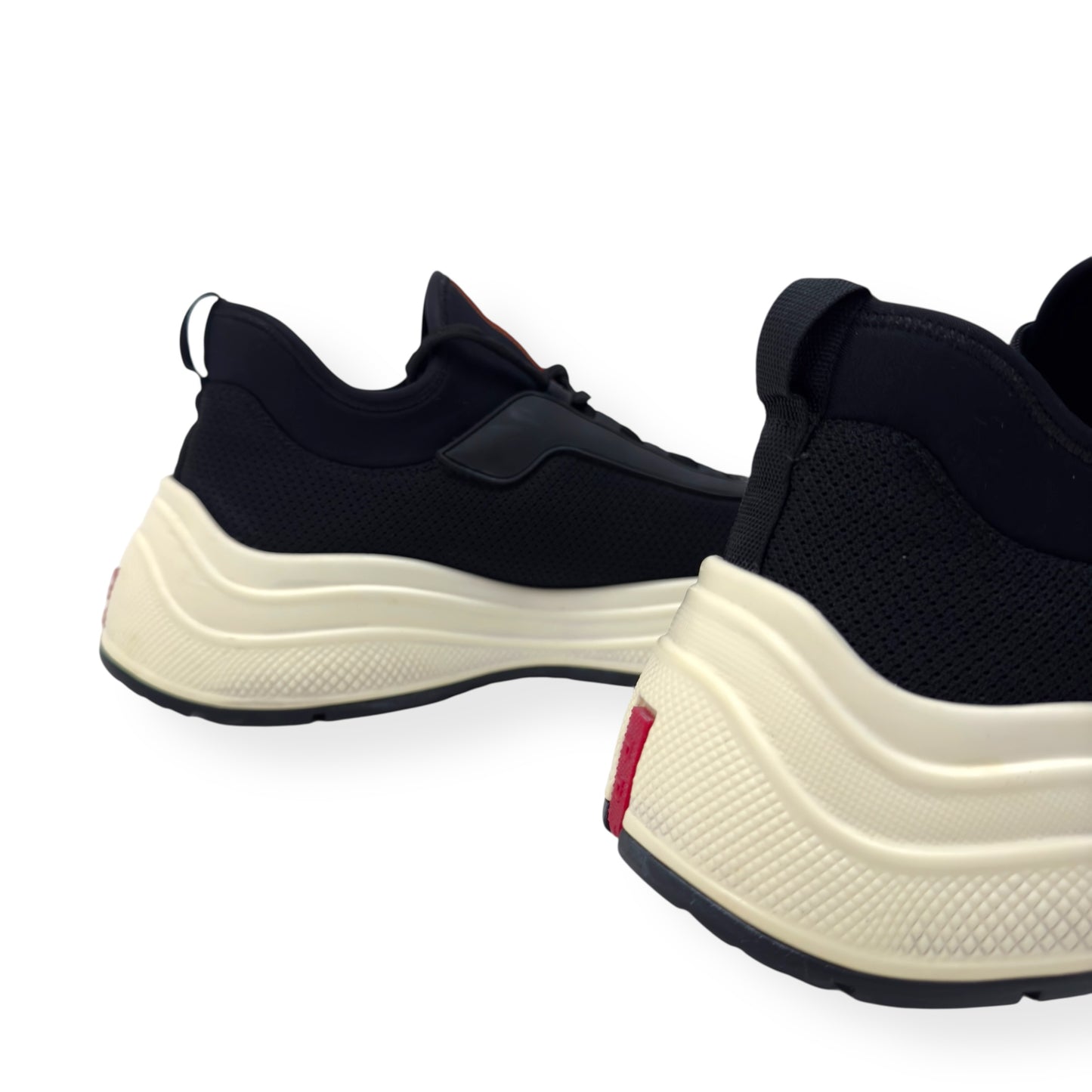PRADA NEOPRENE LOW TOP SNEAKER BLACK / WHITE UK7