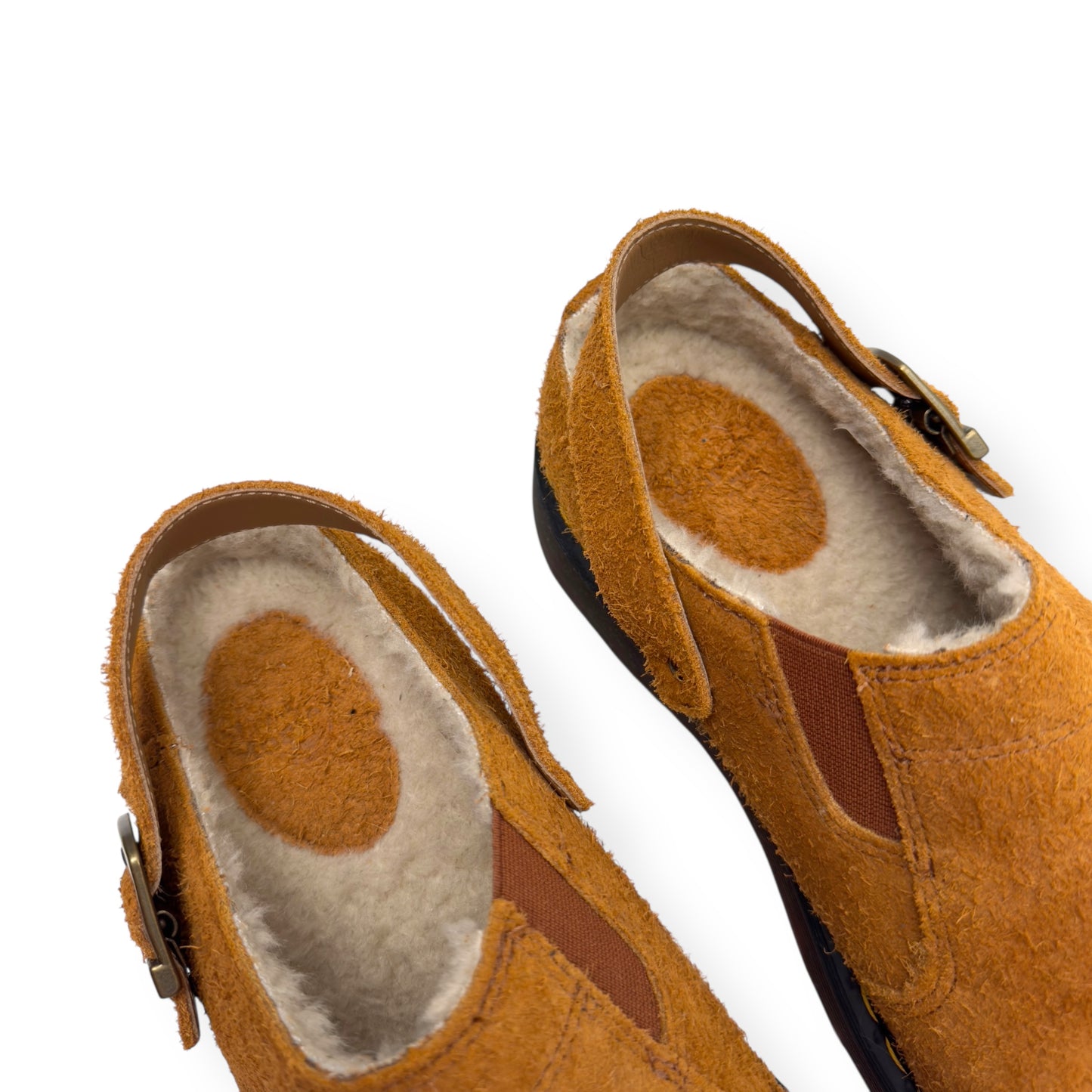 DR. MARTENS ISHAM FAUX SHEARLING LINED SUEDE MULES PECAN BROWN UK11