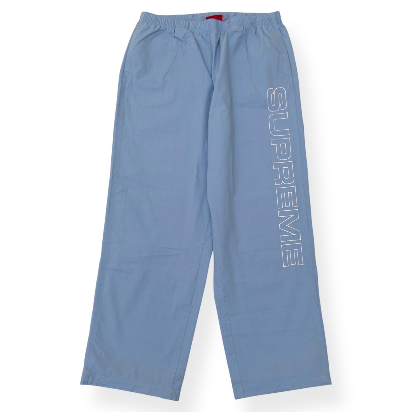 SUPREME SPELLOUT EMBROIDERED TRACK PANTS BABY BLUE XL