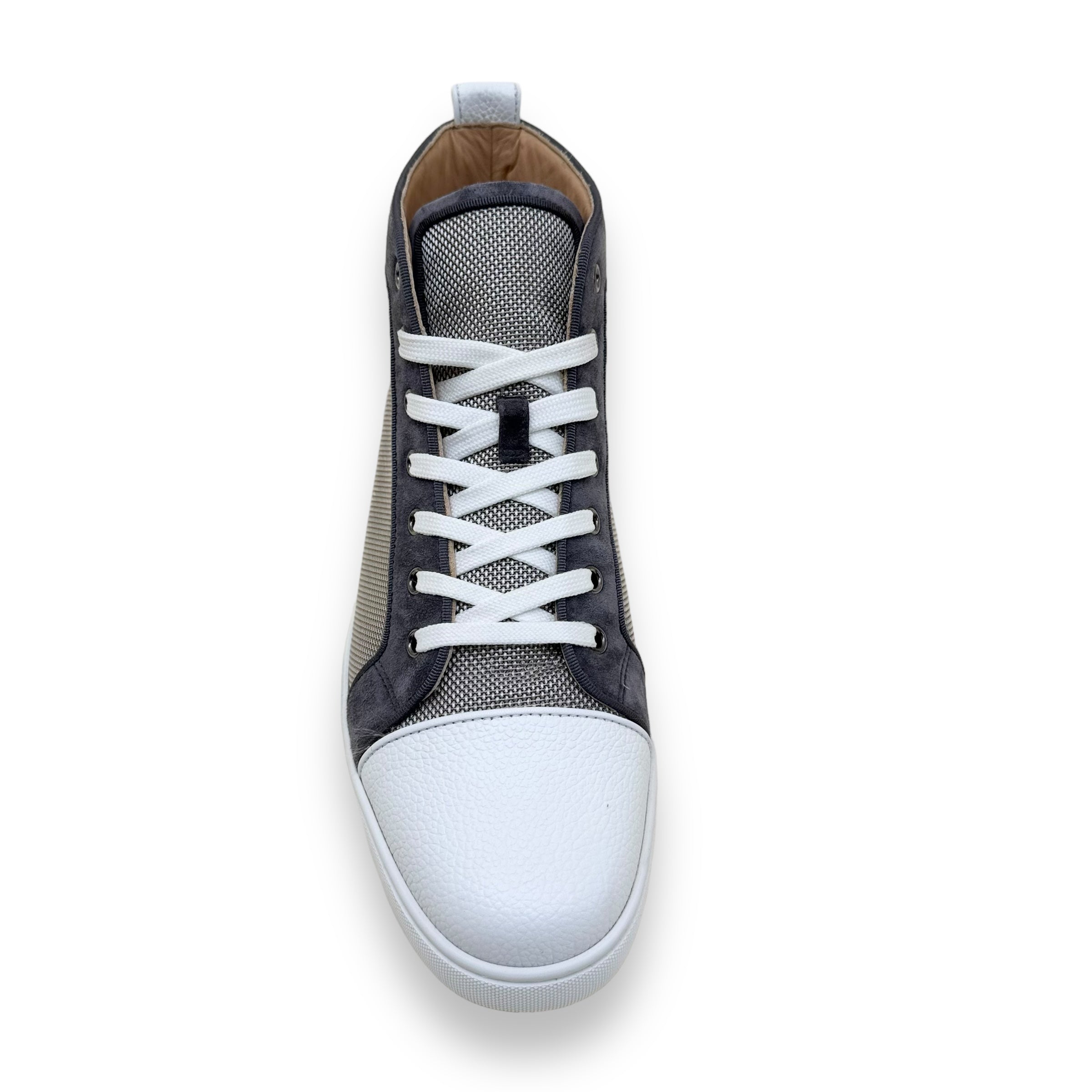 CHRISTIAN LOUBOUTIN LOUIS ORLATO HIGH TOP SNEAKER WHITE / GREY UK9
