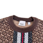 BURBERRY MONOGRAM STRIPE PRINT COTTON SWEATSHIRT BROWN M