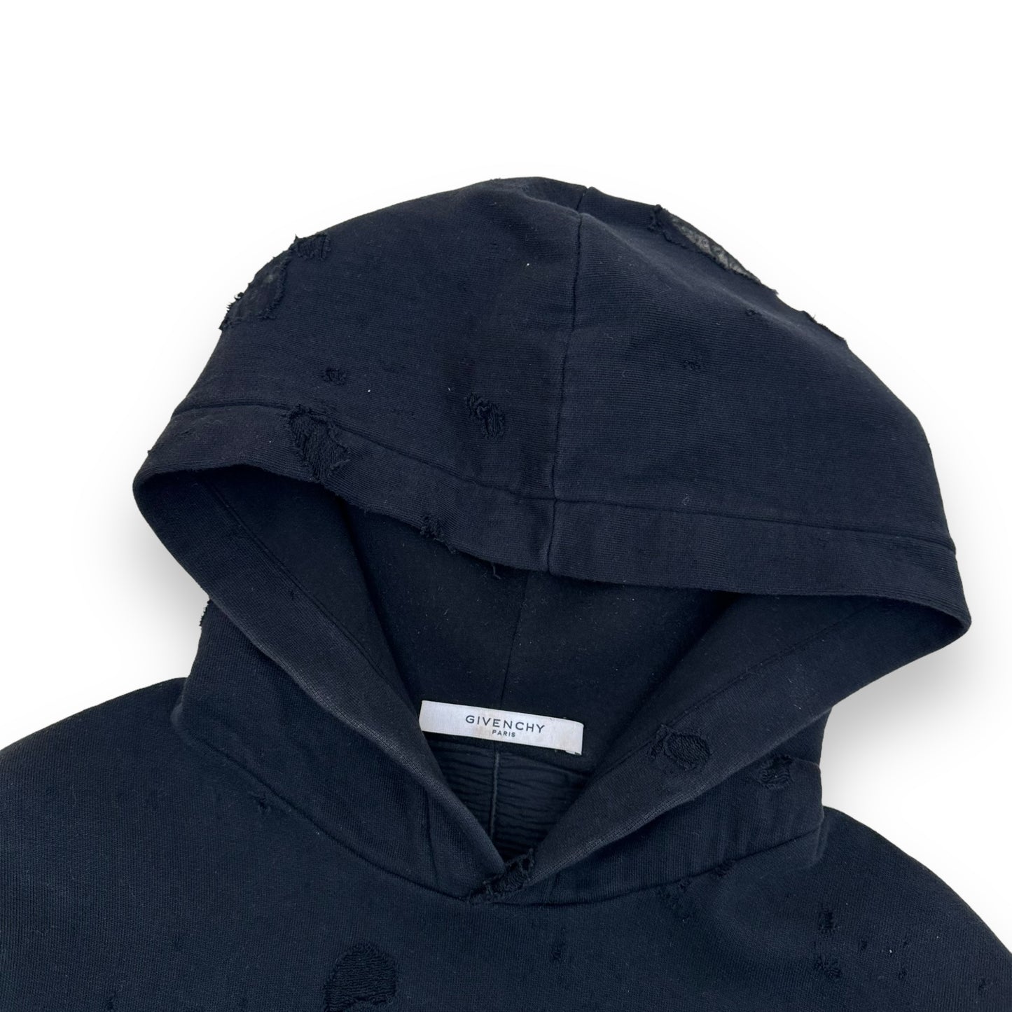 GIVENCHY DISTRESSED HOODIE BLACK / RED L