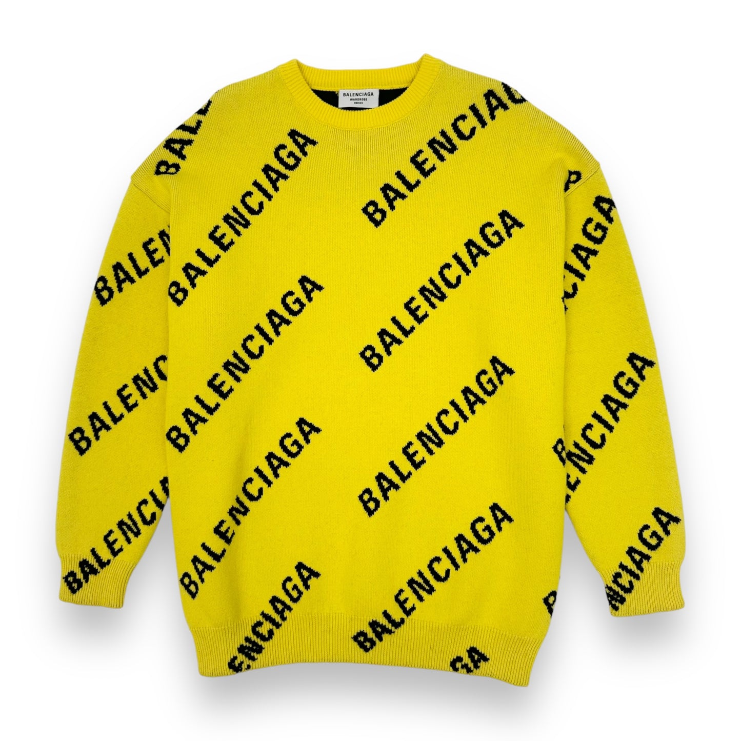 BALENCIAGA OVERSIZED ALL-OVER LOGO SWEATER S