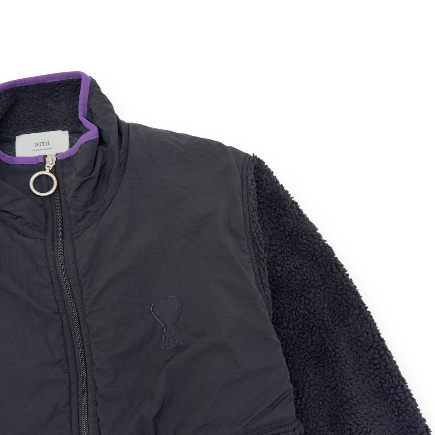 AMI PARIS SHERPA ZIPPED JACKET BLACK / PURPLE M