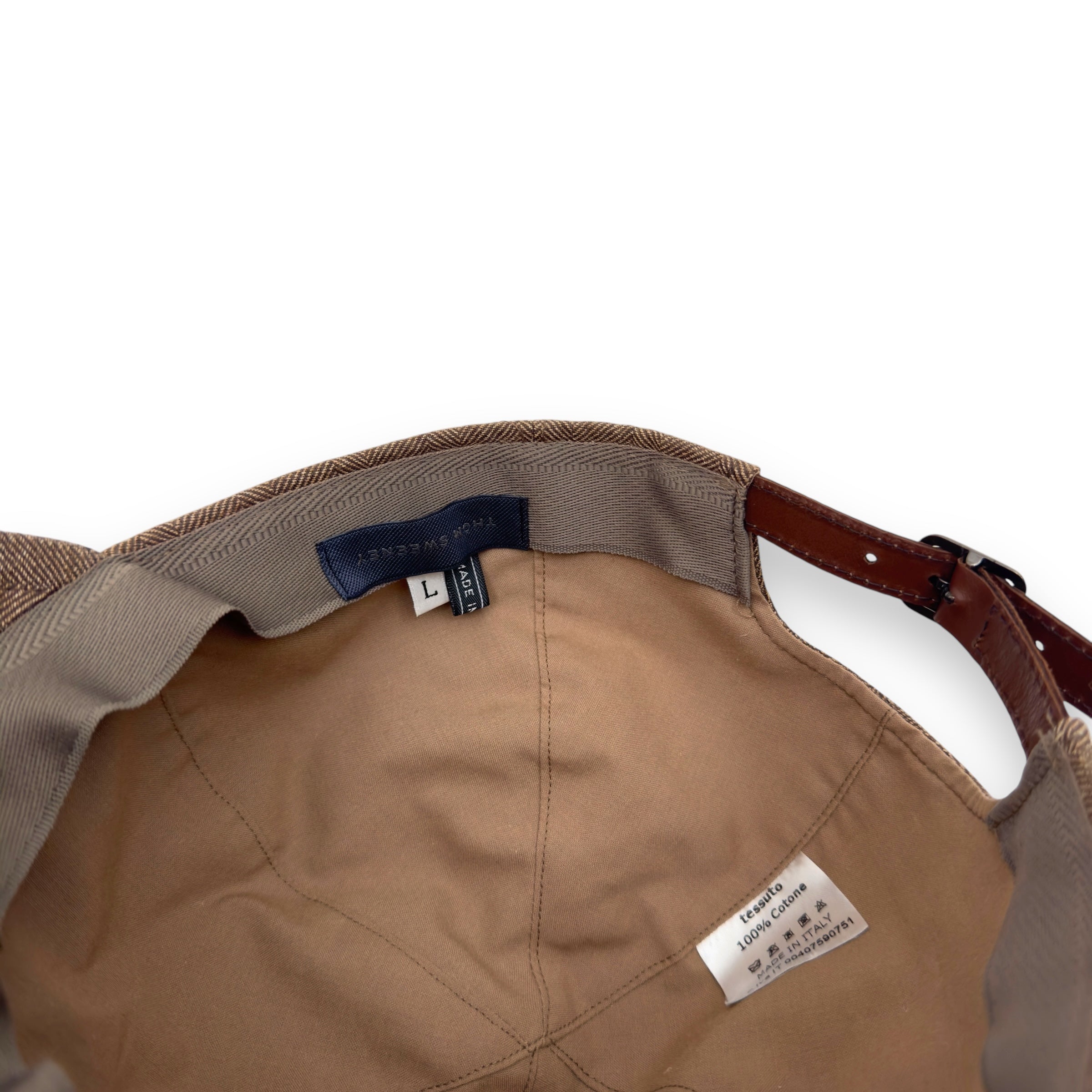 THOM SWEENEY COTTON / LEATHER CAP BROWN L