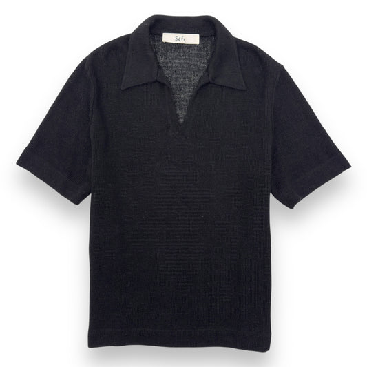 SÉFR MATE LINEN POLO SHIRT BLACK XL