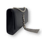 SAINT LAURENT KATE TASSEL GRAINED LEATHER SHOULDER BAG BLACK WITH SILVER STRAP S