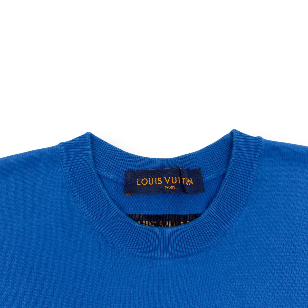 LOUIS VUITTON CREWNECK KNIT T-SHIRT BLUE / WHITE M
