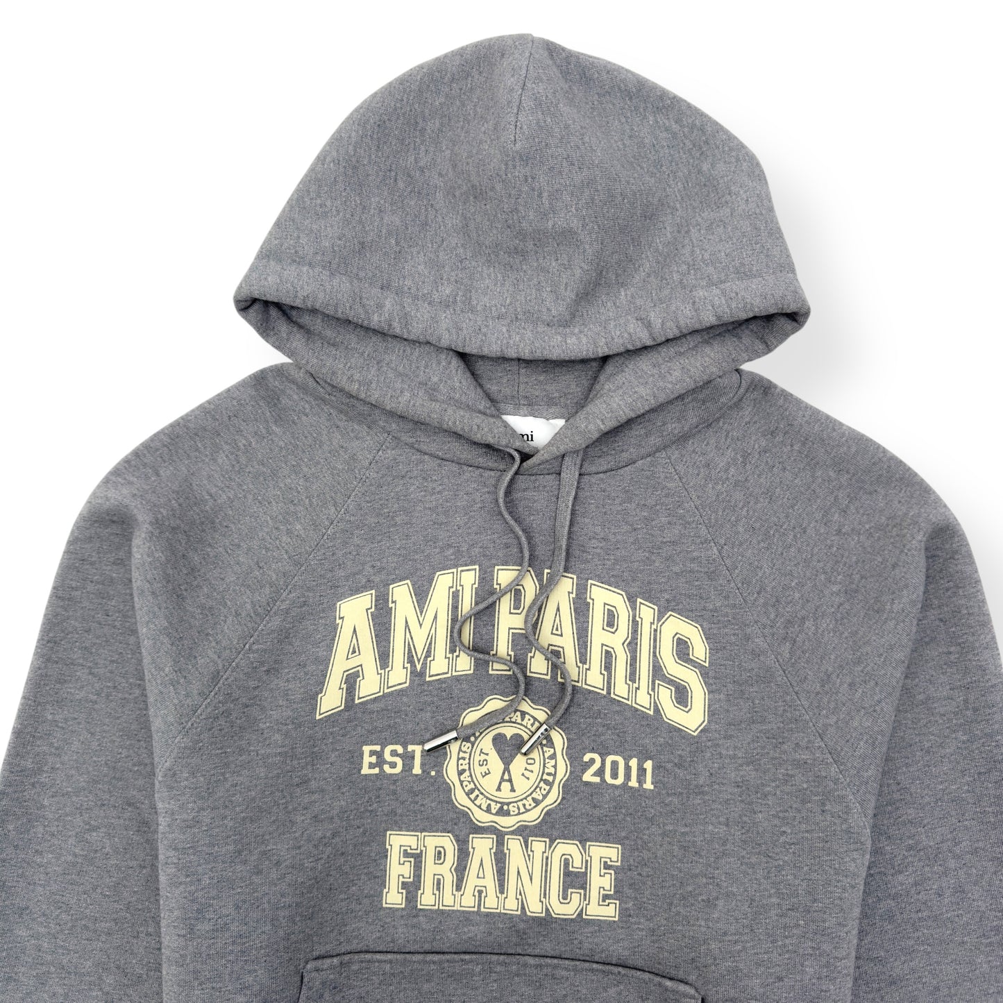 AMI PARIS POPOVER HOODIE GREY / WHITE M