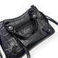 BALENCIAGA NEO CLASSIC CROC EMBOSSED LEATHER SHOULDER BAG BLACK MINI
