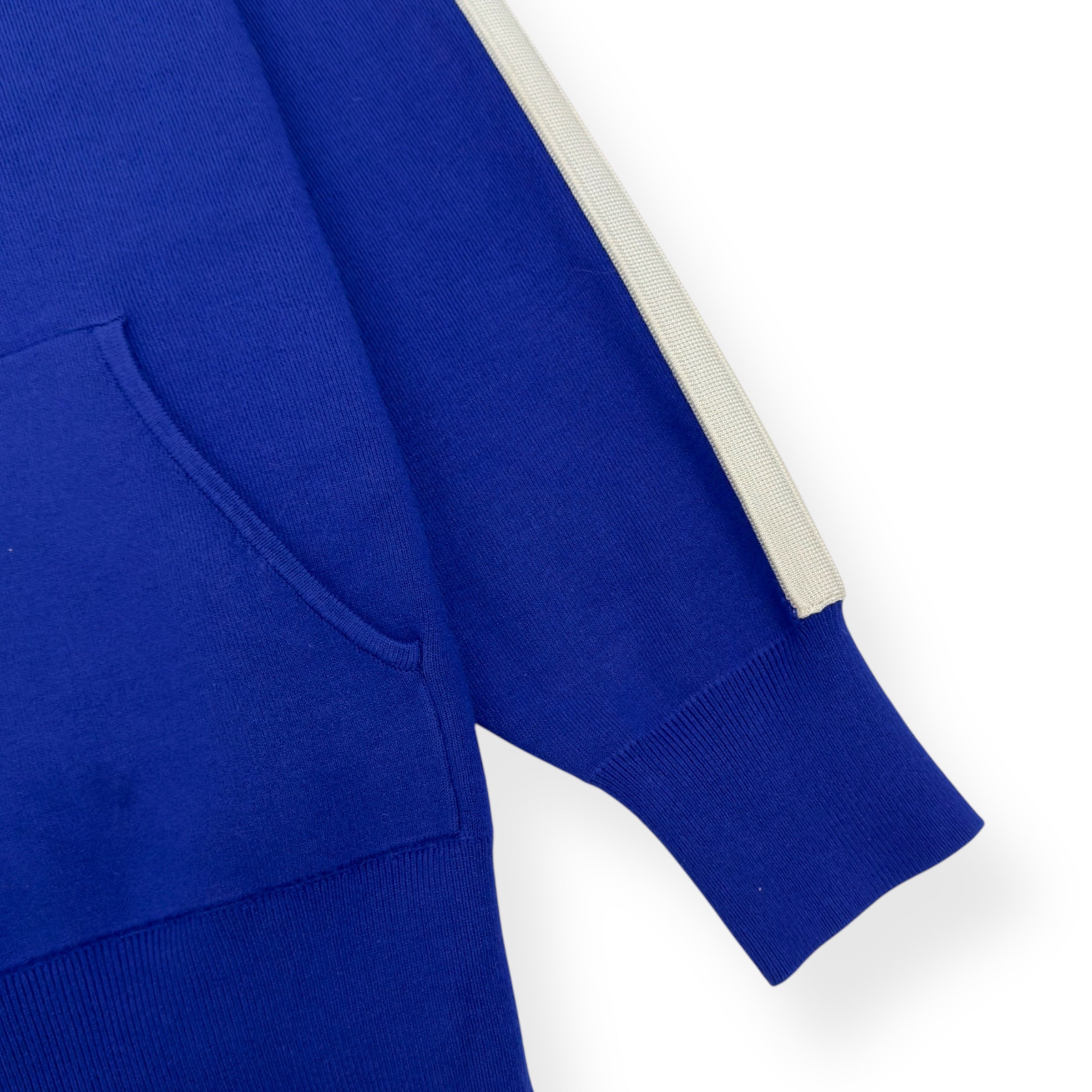 SANDRO HOODED ZIP-UP HOODIE BLUE / WHITE 1 / UK8 / S