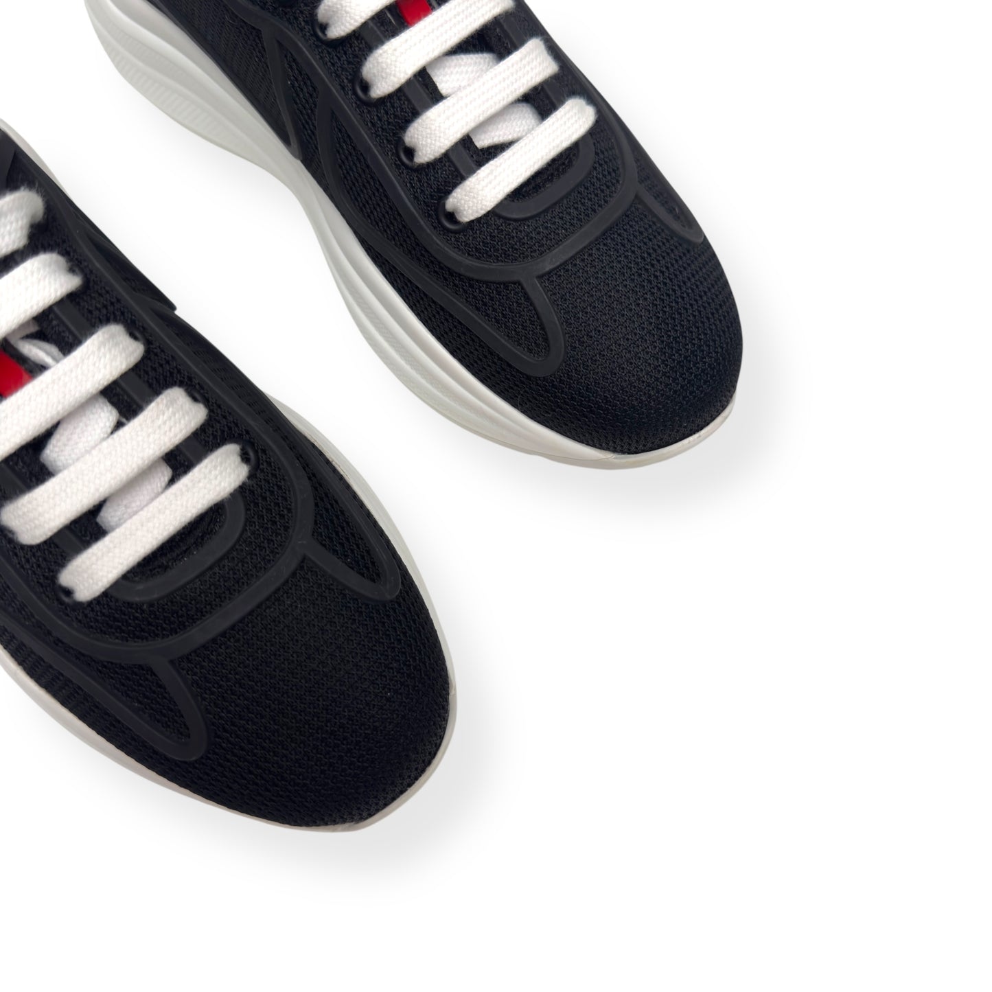 PRADA AMERICAS CUP LOW TOP SNEAKER BLACK / WHITE 37.5 / UK4.5