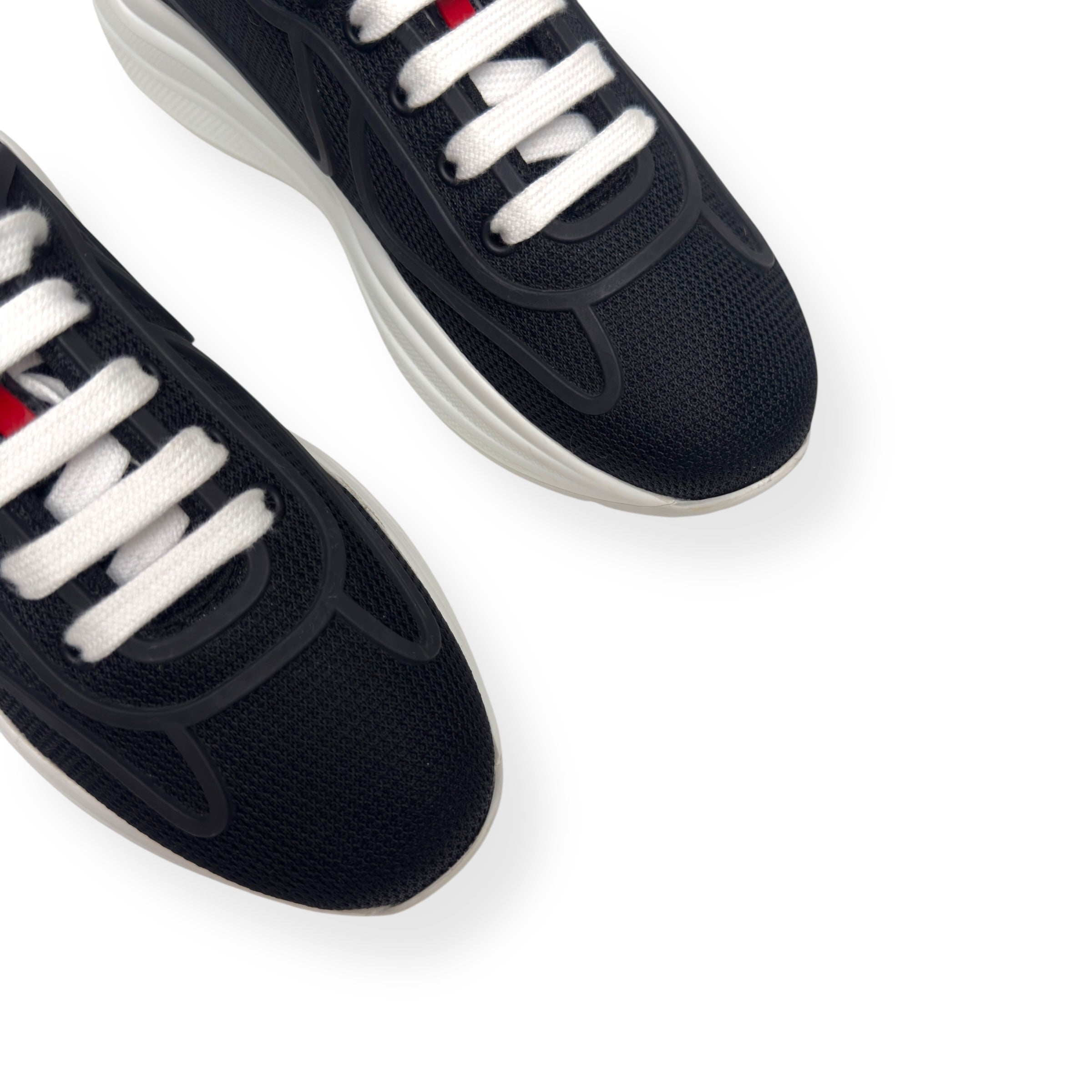 PRADA AMERICAS CUP LOW TOP SNEAKER BLACK / WHITE 37.5 / UK4.5