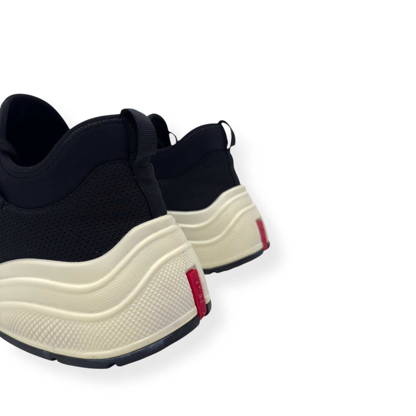 PRADA NEOPRENE LOW TOP SNEAKER BLACK / WHITE UK7