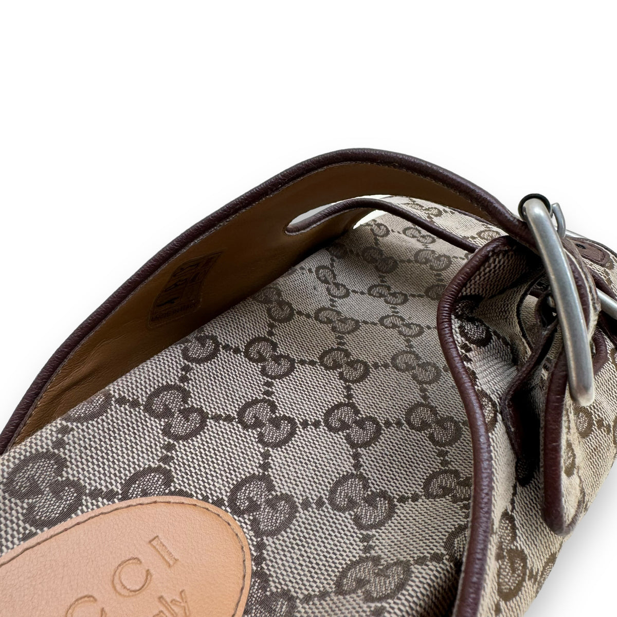 GUCCI GG MONOGRAM CANVAS SLIDE SANDAL BEIGE / EBONY UK1O