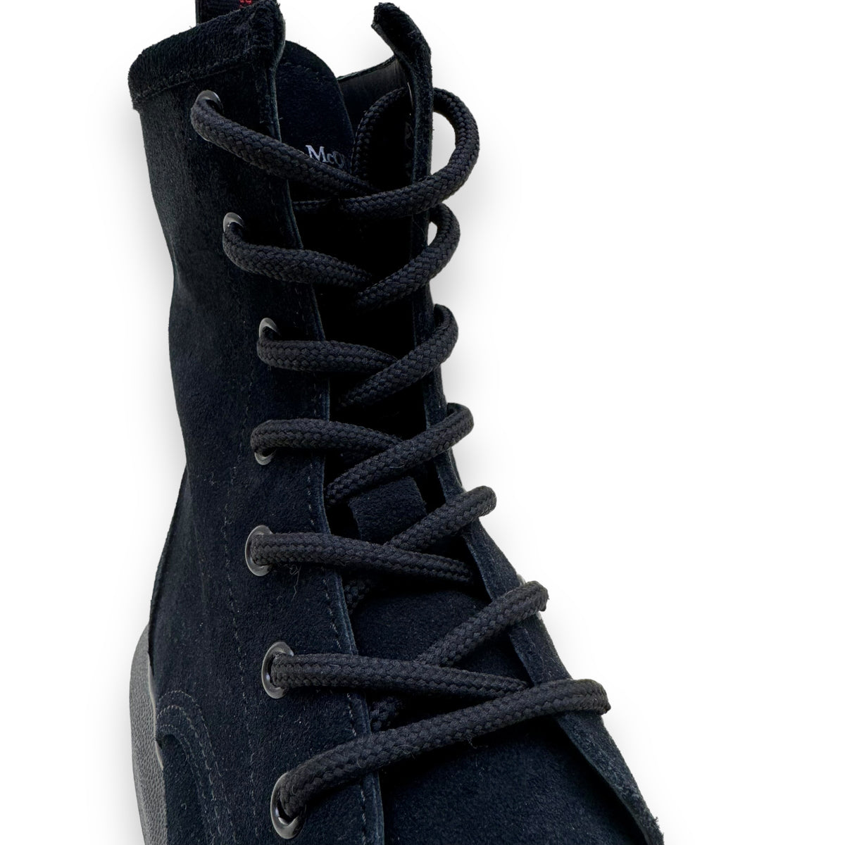 ALEXANDER MCQUEEN HYBRID LACE-UP SUEDE BOOTS BLACK UK5