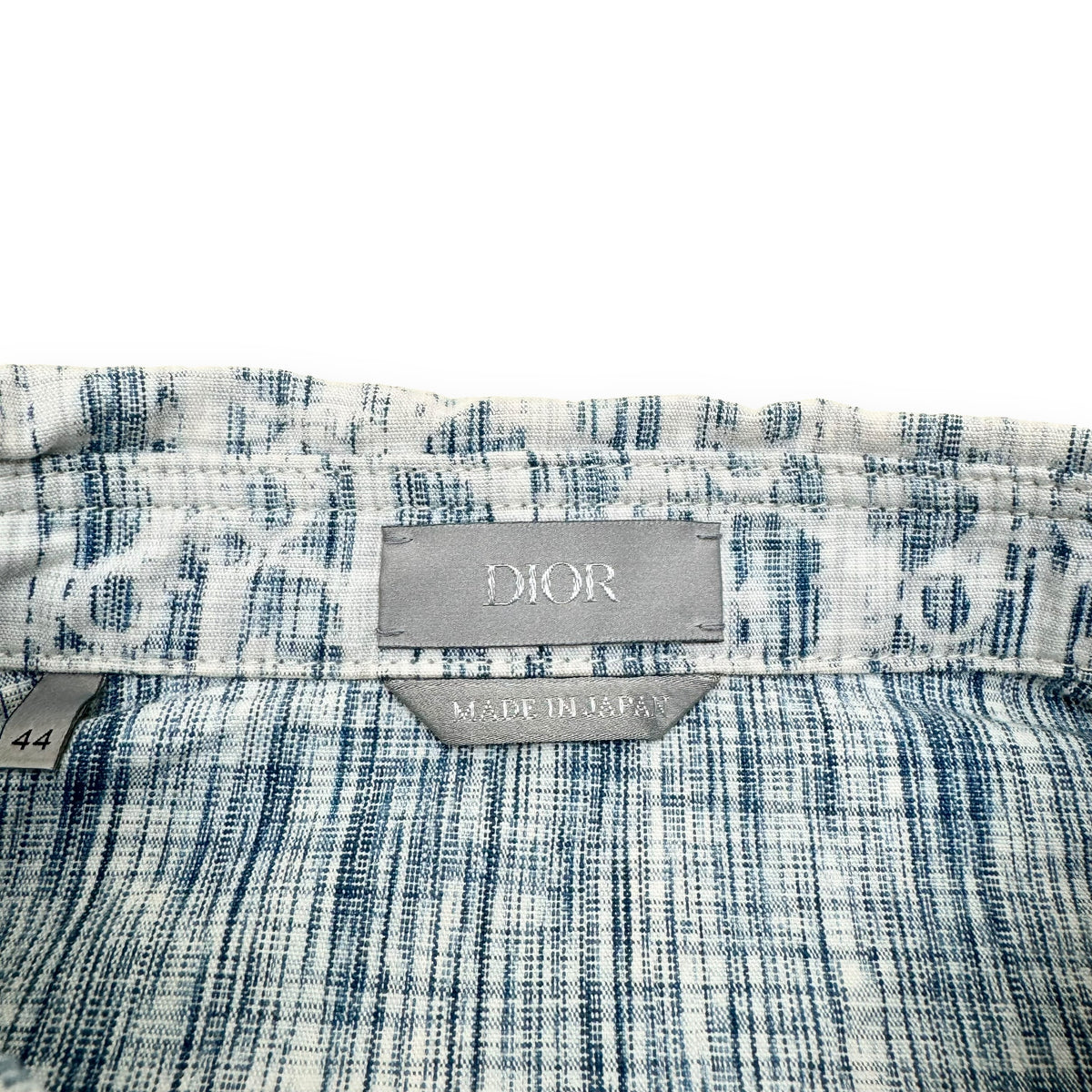 DIOR OBLIQUE KASURI DENIM OVER SHIRT BLUE / WHITE XL