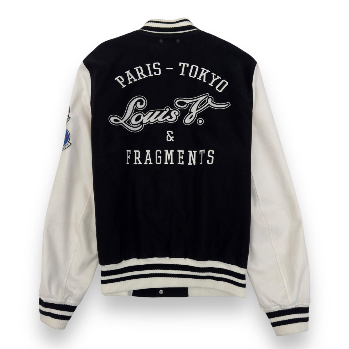 LOUIS VUITTON X FRAGMENT SS17 LV VARSITY JACKET BLACK / WHITE L