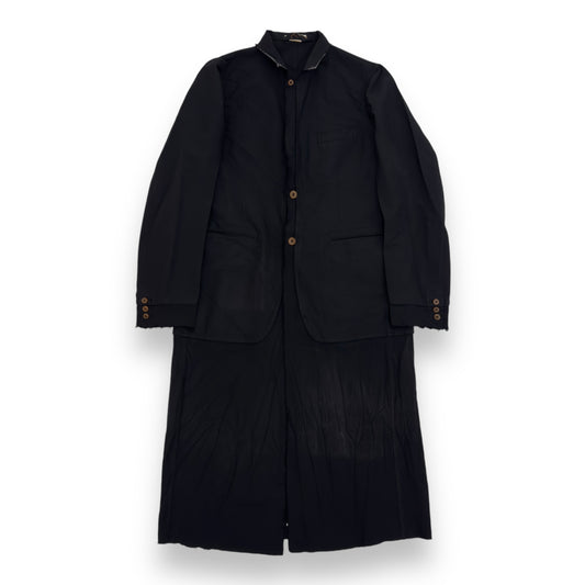 COMME DES GARÇONS HOMME PLUS SINGLE BREASTED CRINKLE COAT BLACK XL