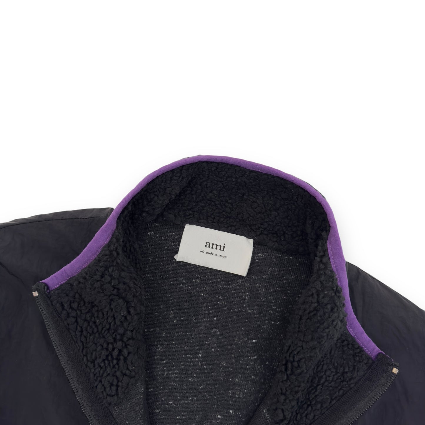 AMI PARIS SHERPA ZIPPED JACKET BLACK / PURPLE M