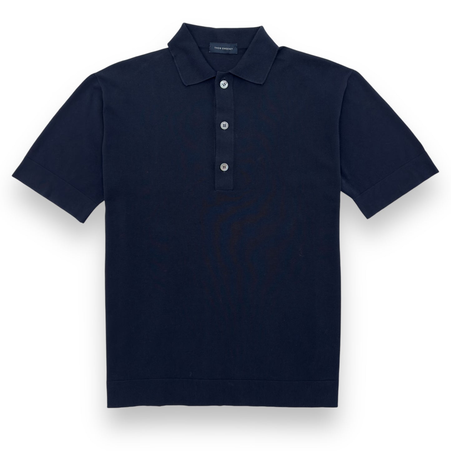 THOM SWEENEY SHORT SLEEVE COTTON POLO SHIRT NAVY M