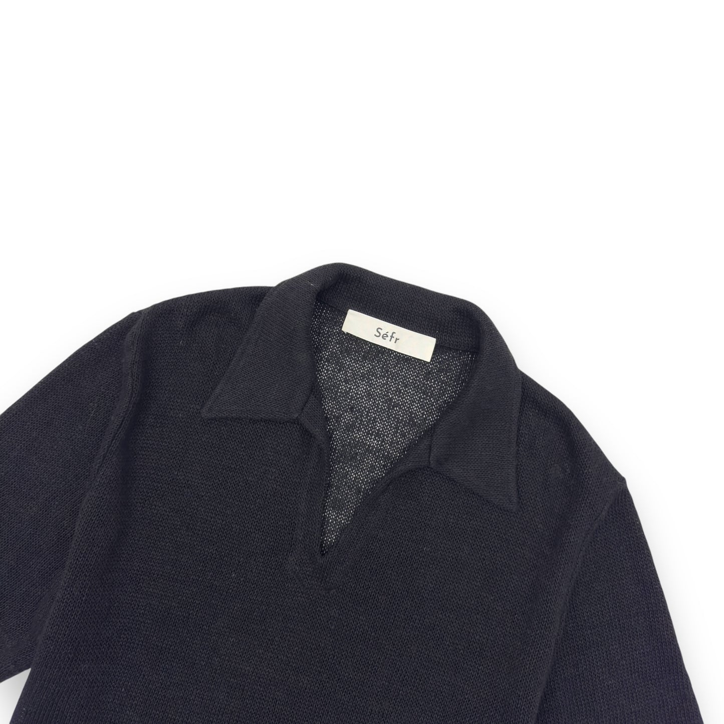 SÉFR MATE LINEN POLO SHIRT BLACK XL