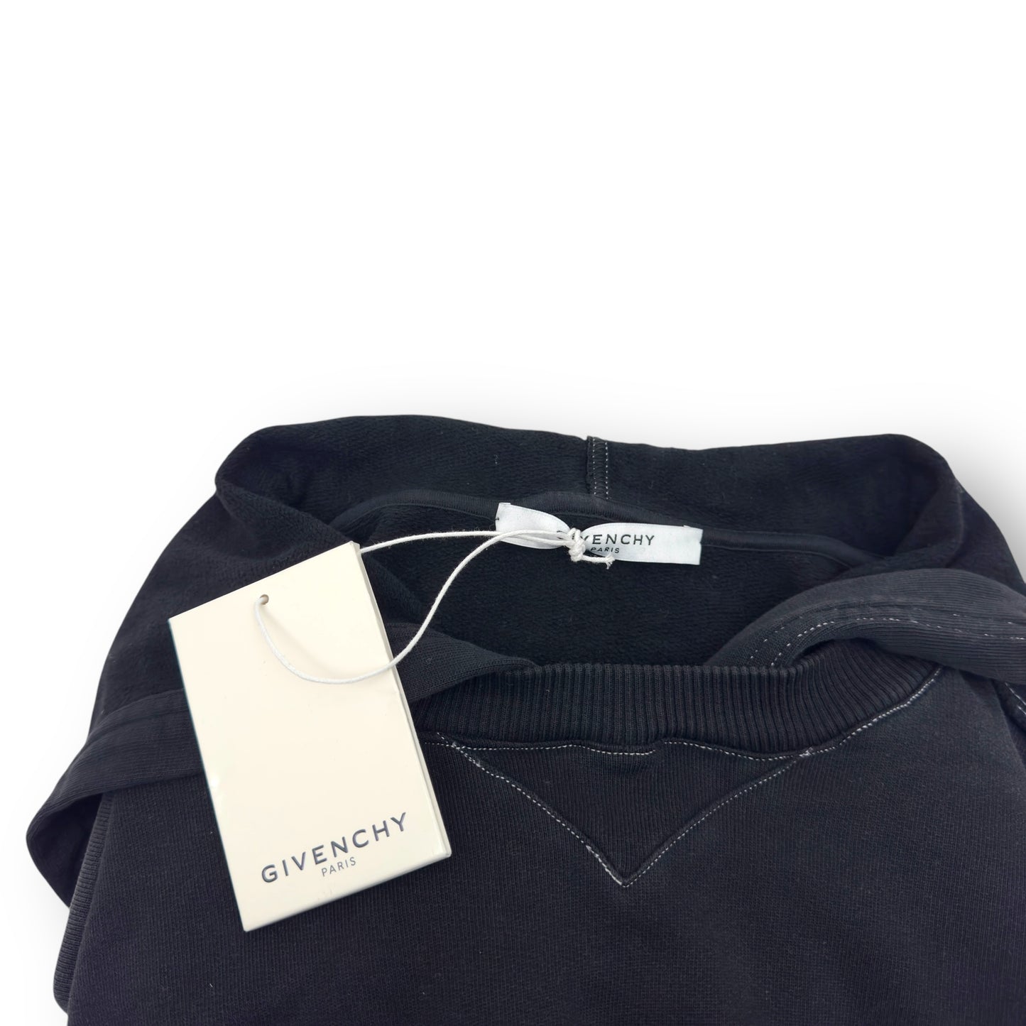 GIVENCHY WASHED LOGO DISTRESSED HOODIE BLACK M