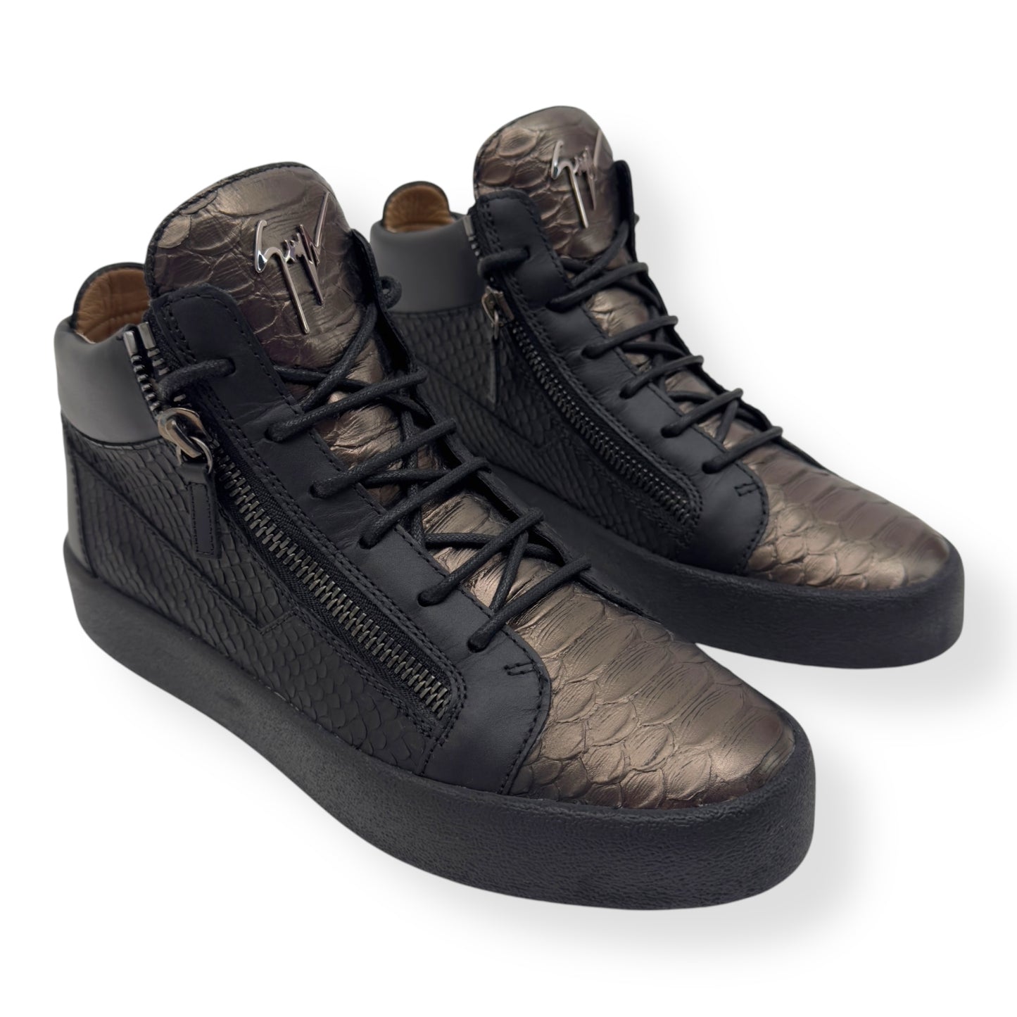 GIUSEPPE ZANOTTI ZIP-UP HIGH TOP SNEAKER BLACK / BRONZE 43 / UK9
