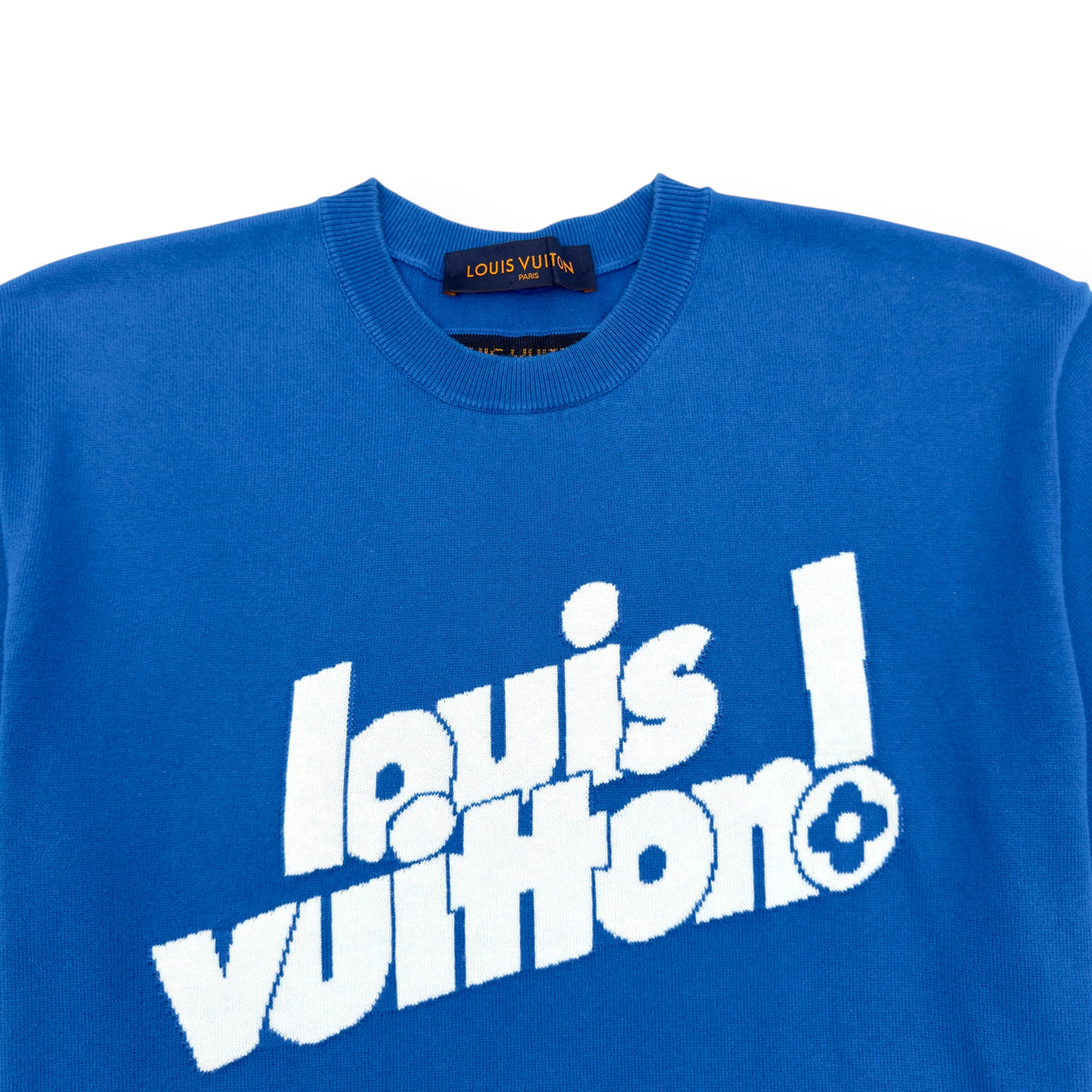 LOUIS VUITTON CREWNECK KNIT T-SHIRT BLUE / WHITE M