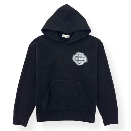 THE COUTURE CLUB FLUFFY EMBLEM KNITTED HOODIE BLACK / WHITE L