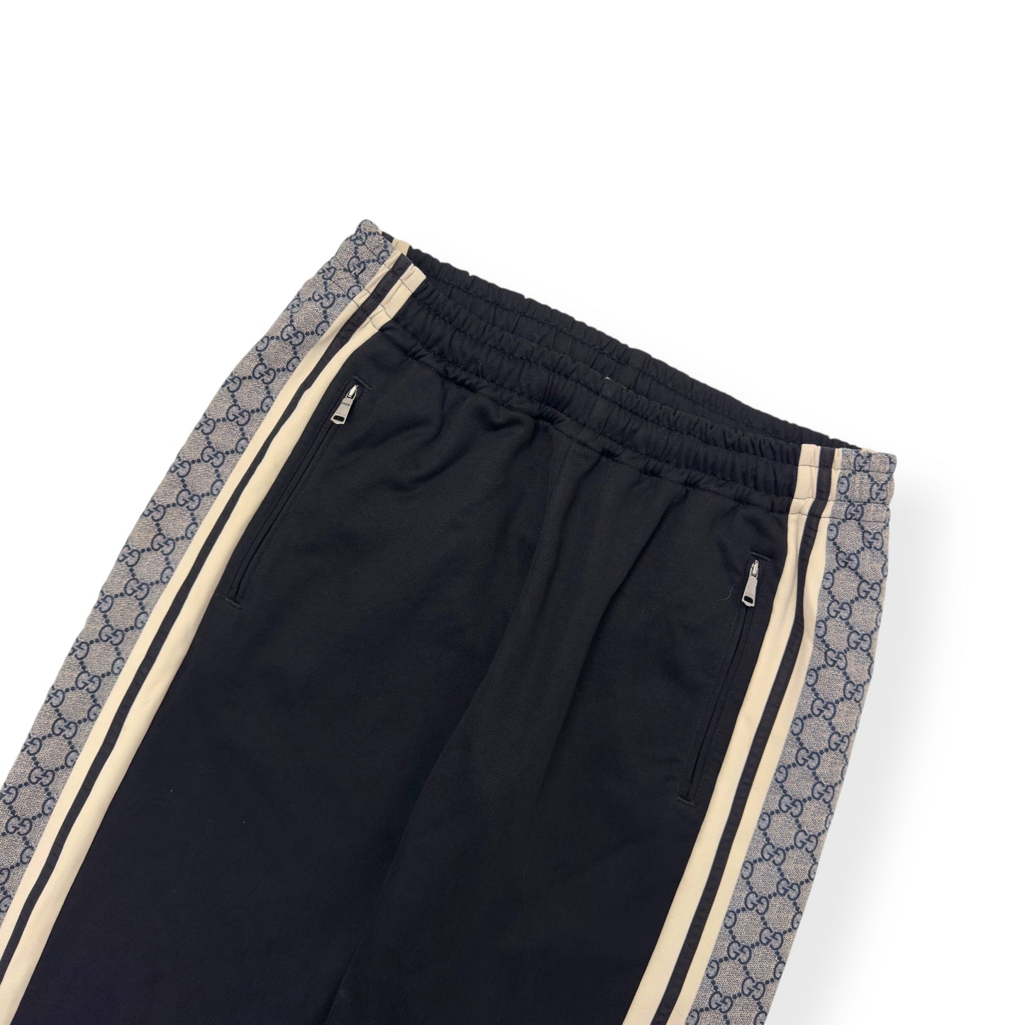 GUCCI TECHNICAL JERSEY TRACK PANTS BLACK / GREY M