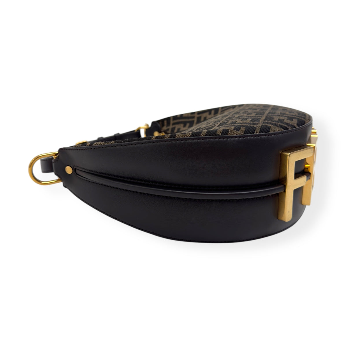 FENDI FENDIGRAPHY FF JACQUARD FABRIC BAG BLACK / BROWN S