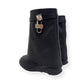 GIVENCHY SHARK LOCK LEATHER HEELED BIKER BOOTS BLACK / SILVER 38 / UK5