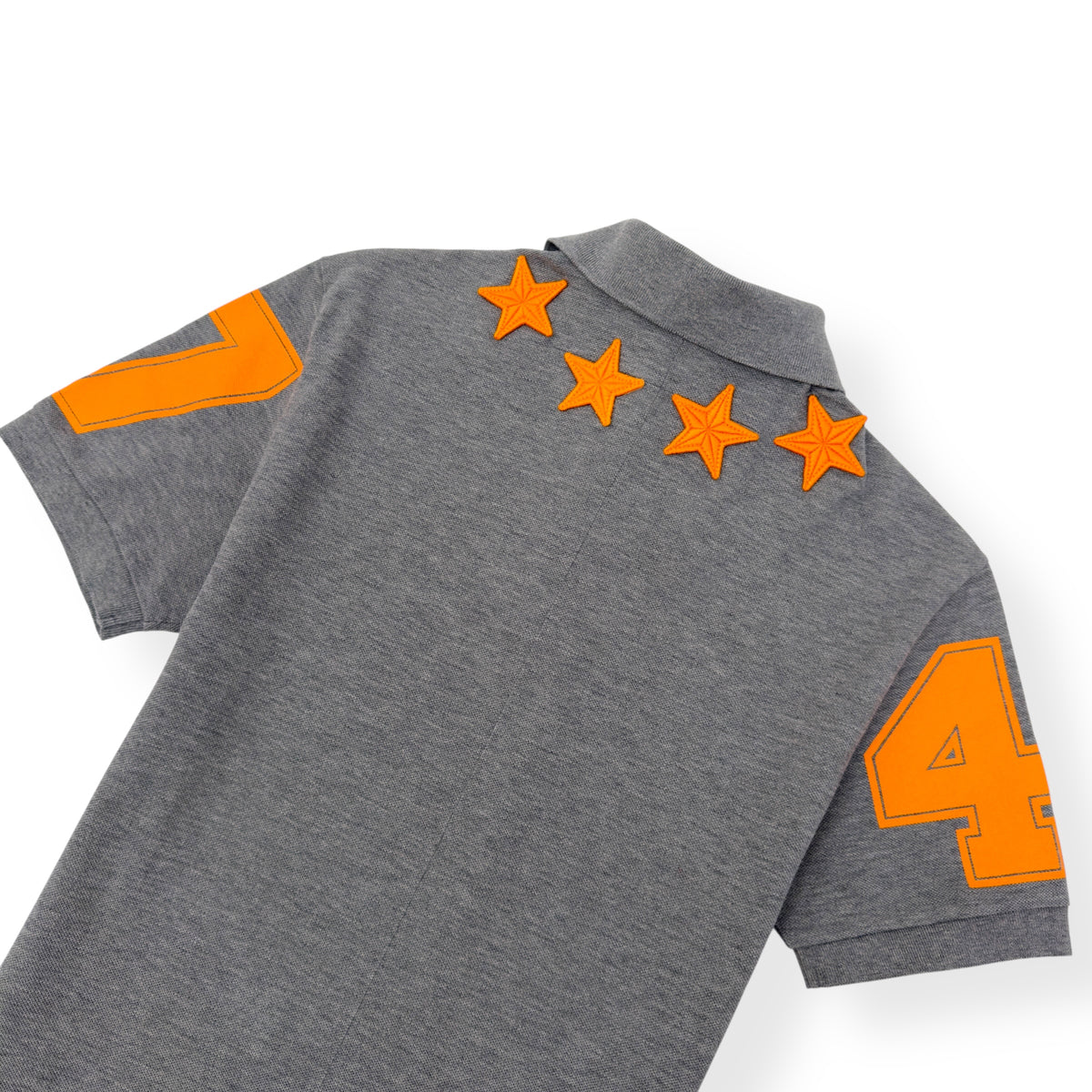 GIVENCHY STAR EMBOIDERED POLO SHIRT GREY / ORANGE M