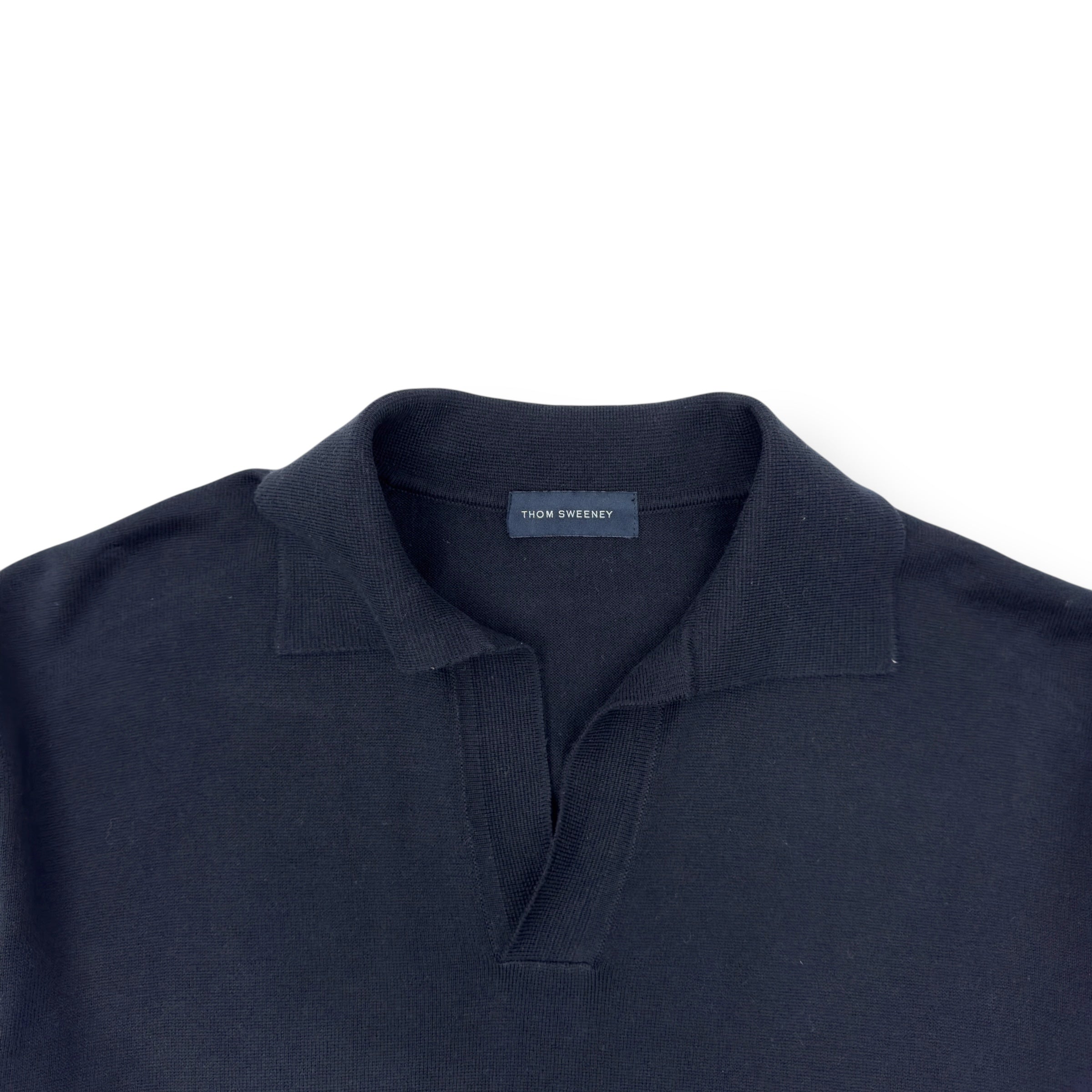 THOM SWEENEY SKIPPER COTTON POLO SHIRT NAVY M