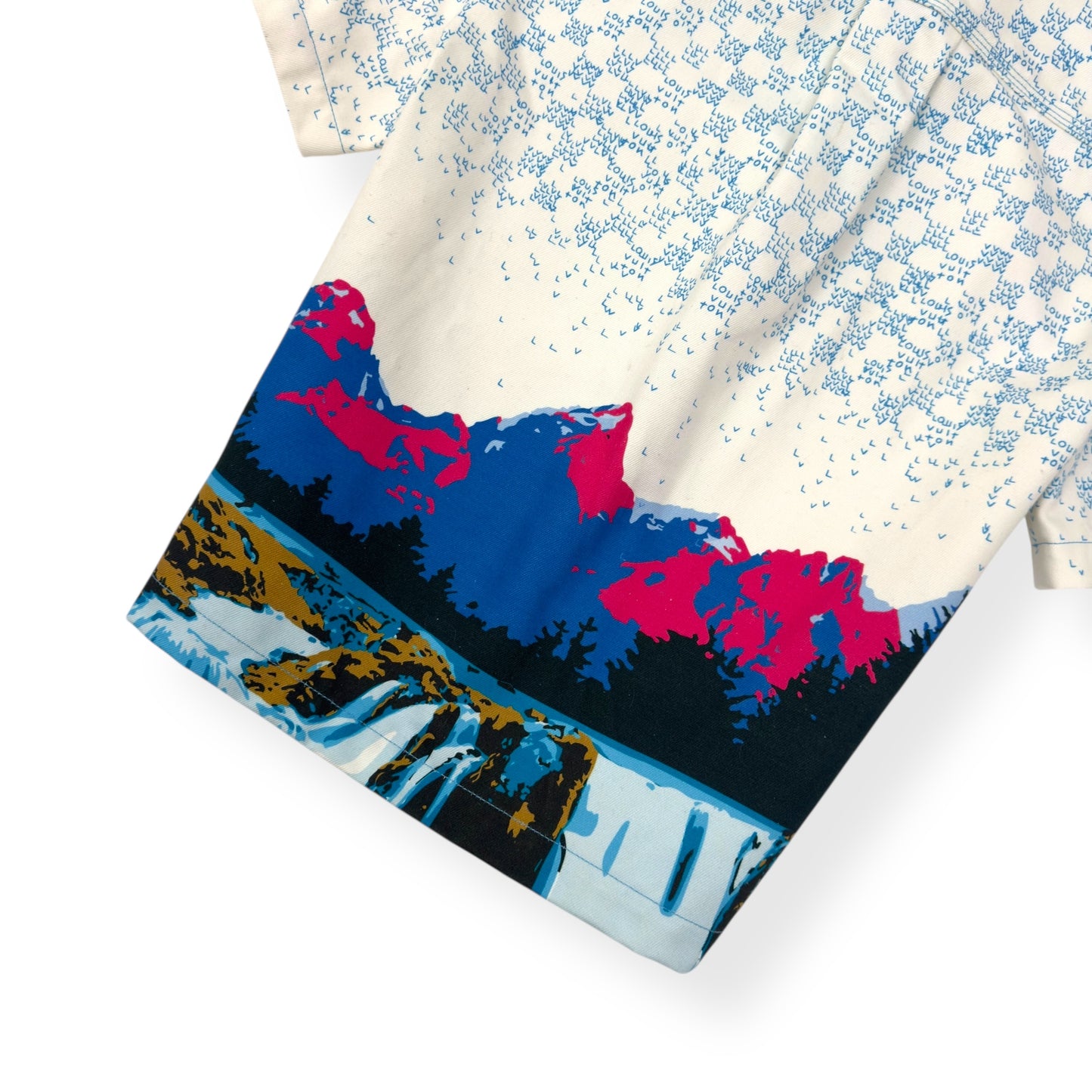 LOUIS VUITTON LANDSCAPE SHORT-SLEEVED DENIM SHIRT MULTICOLOURED M