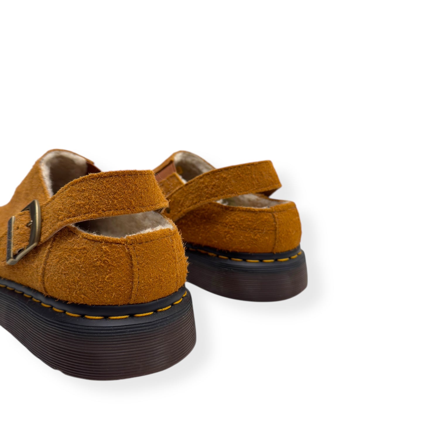 DR. MARTENS ISHAM FAUX SHEARLING LINED SUEDE MULES PECAN BROWN UK11