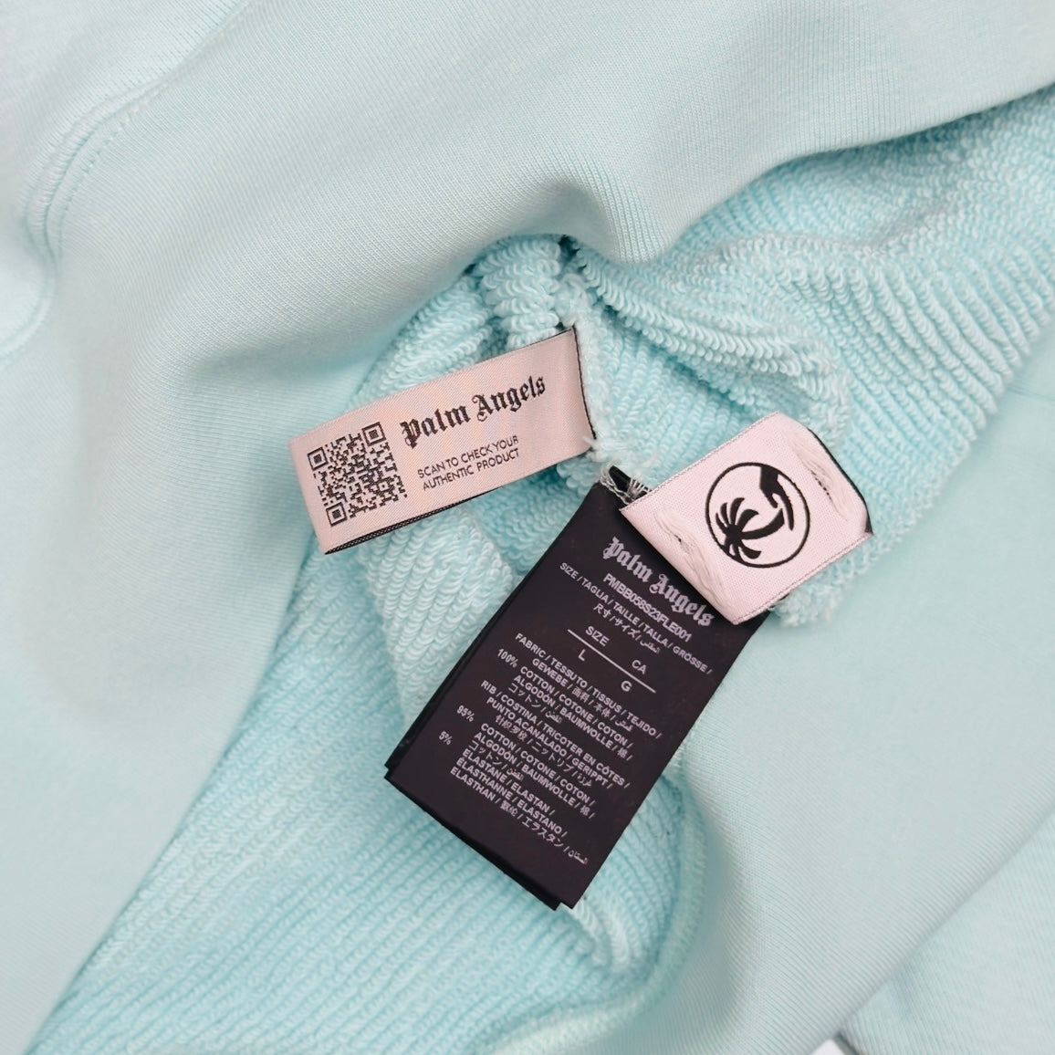 PALM ANGELS I LOVE PA PRINT HOODIE BABY BLUE L