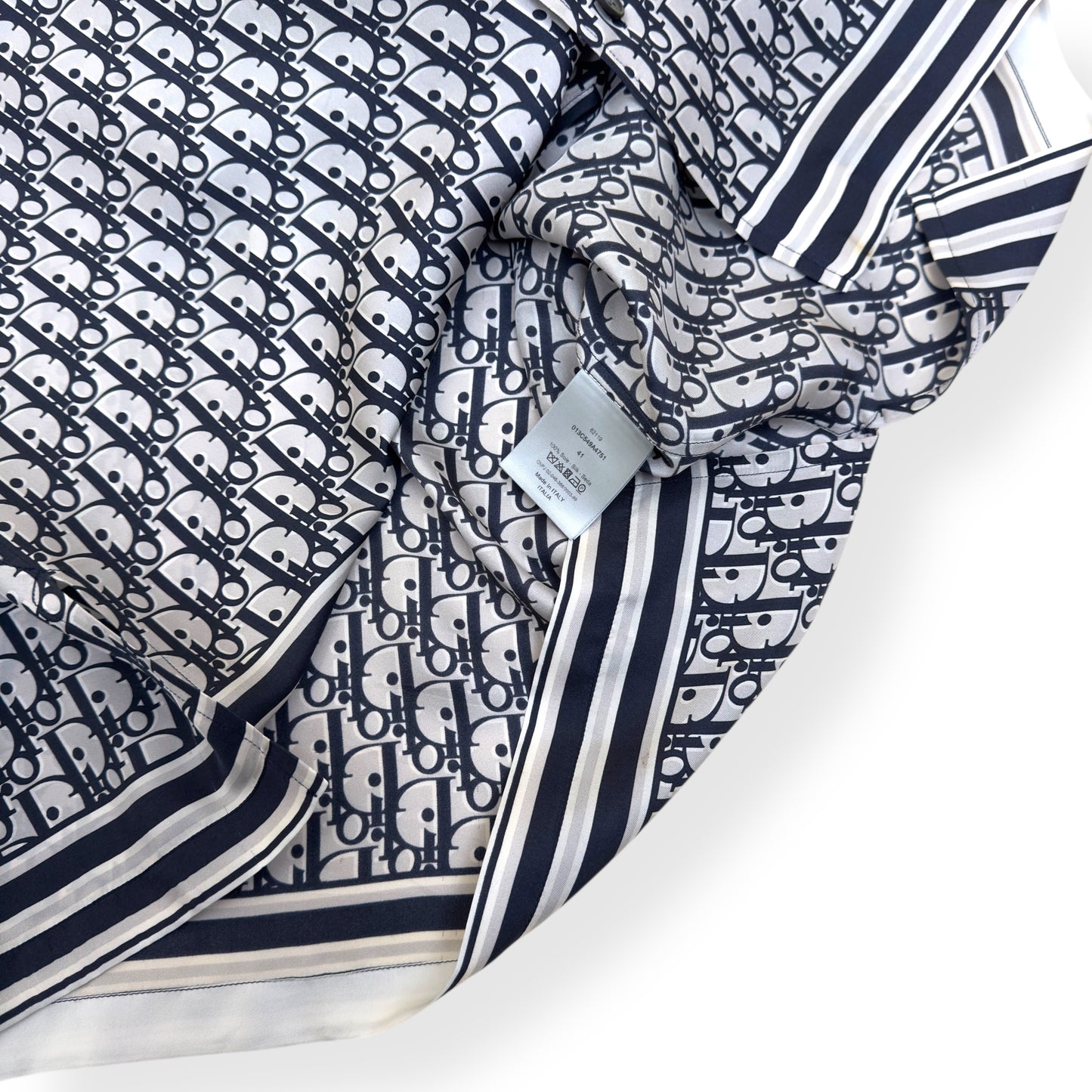 DIOR OBLIQUE SILK SHIRT BLACK / WHITE 41 / M