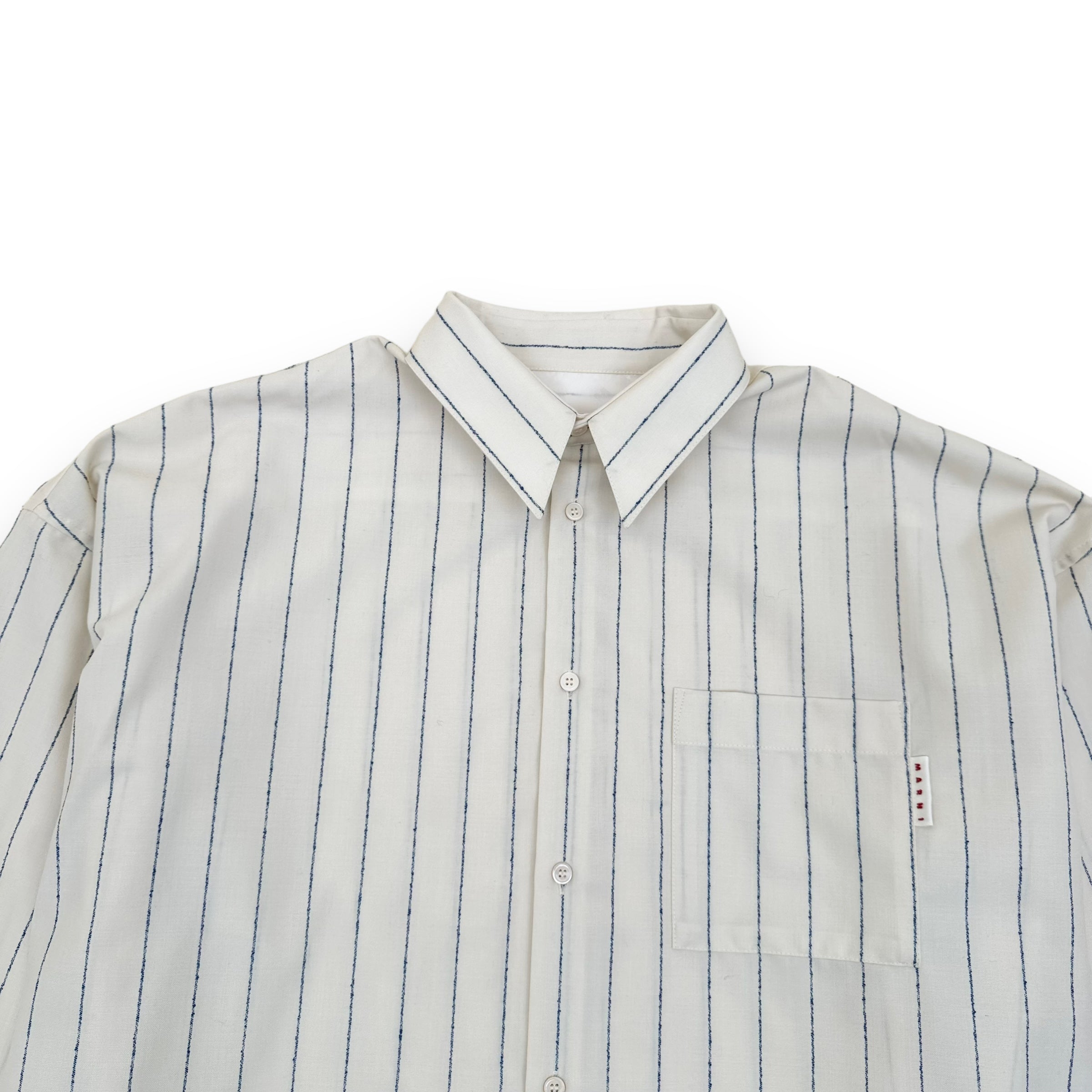MARNI RELAXED PINSTRIPE LONG SLEEVE SHIRT NATURAL / BLUE L
