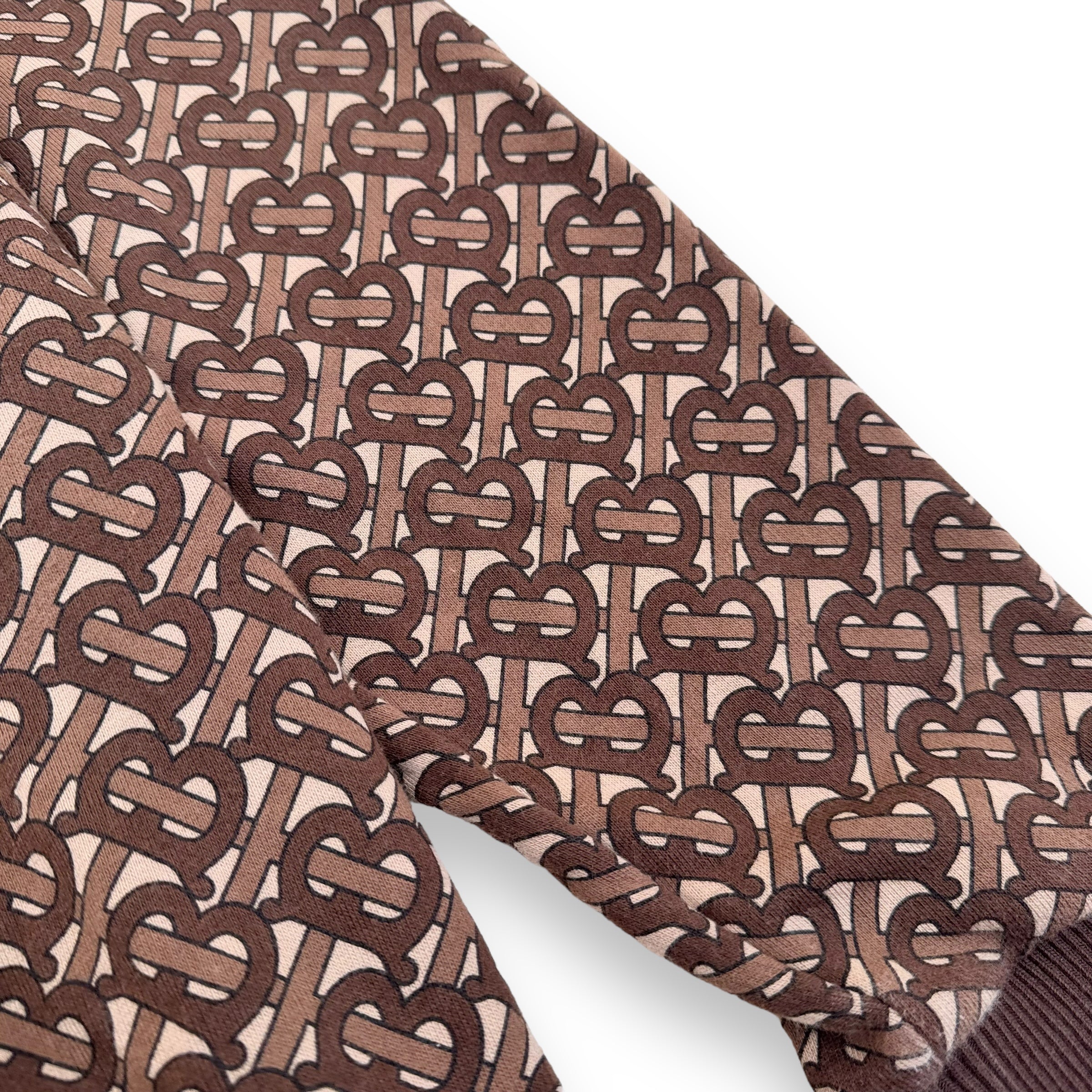 BURBERRY MONOGRAM STRIPE PRINT COTTON SWEATSHIRT BROWN M