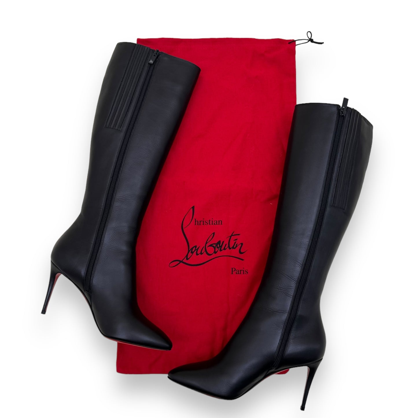 CHRISTIAN LOUBOUTIN ELOISE BOTTA 85MM TALL LEATHER BOOTS BLACK UK5