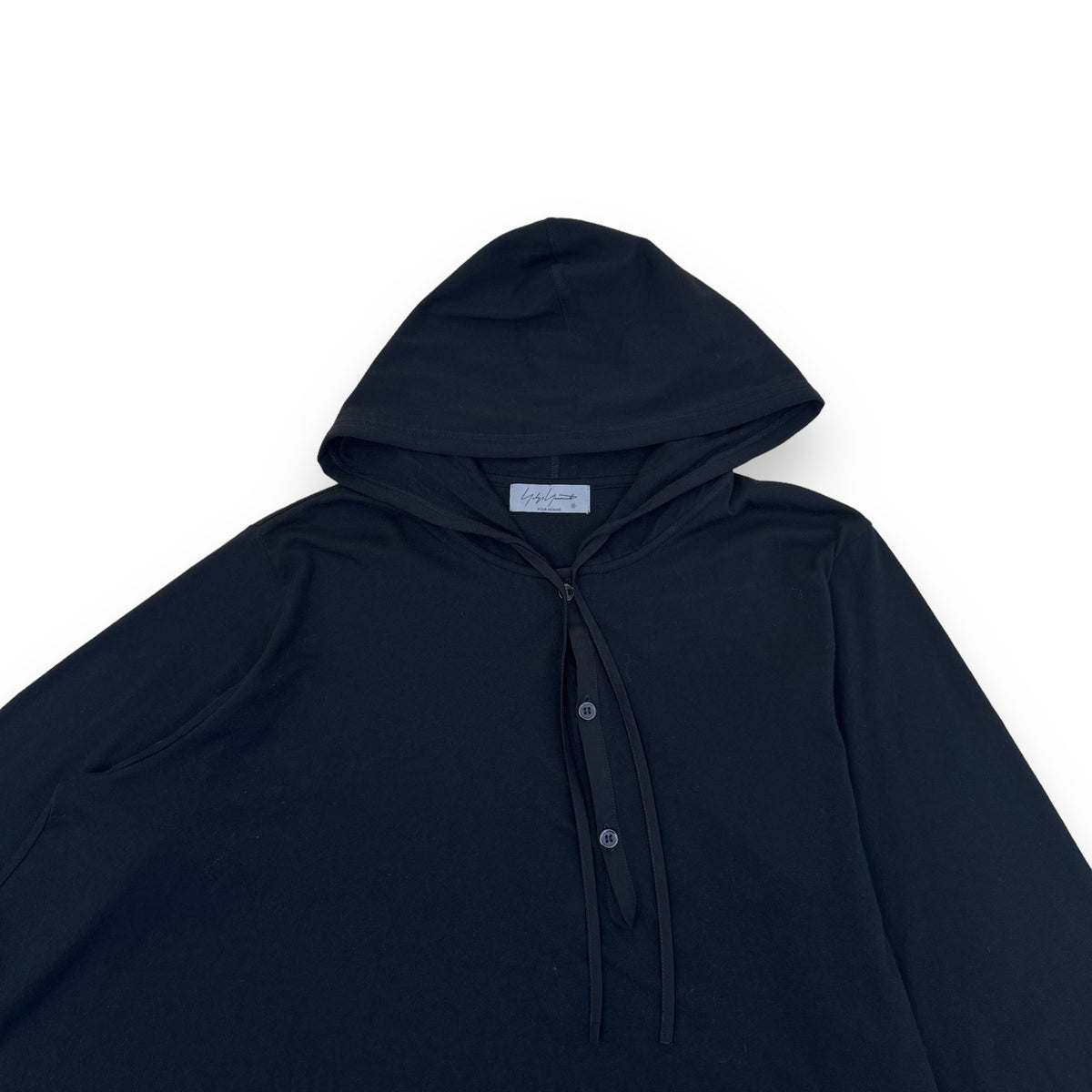 YOHJI YAMAMOTO OVERSIZED POUR HOMME HOODED T-SHIRT BLACK M