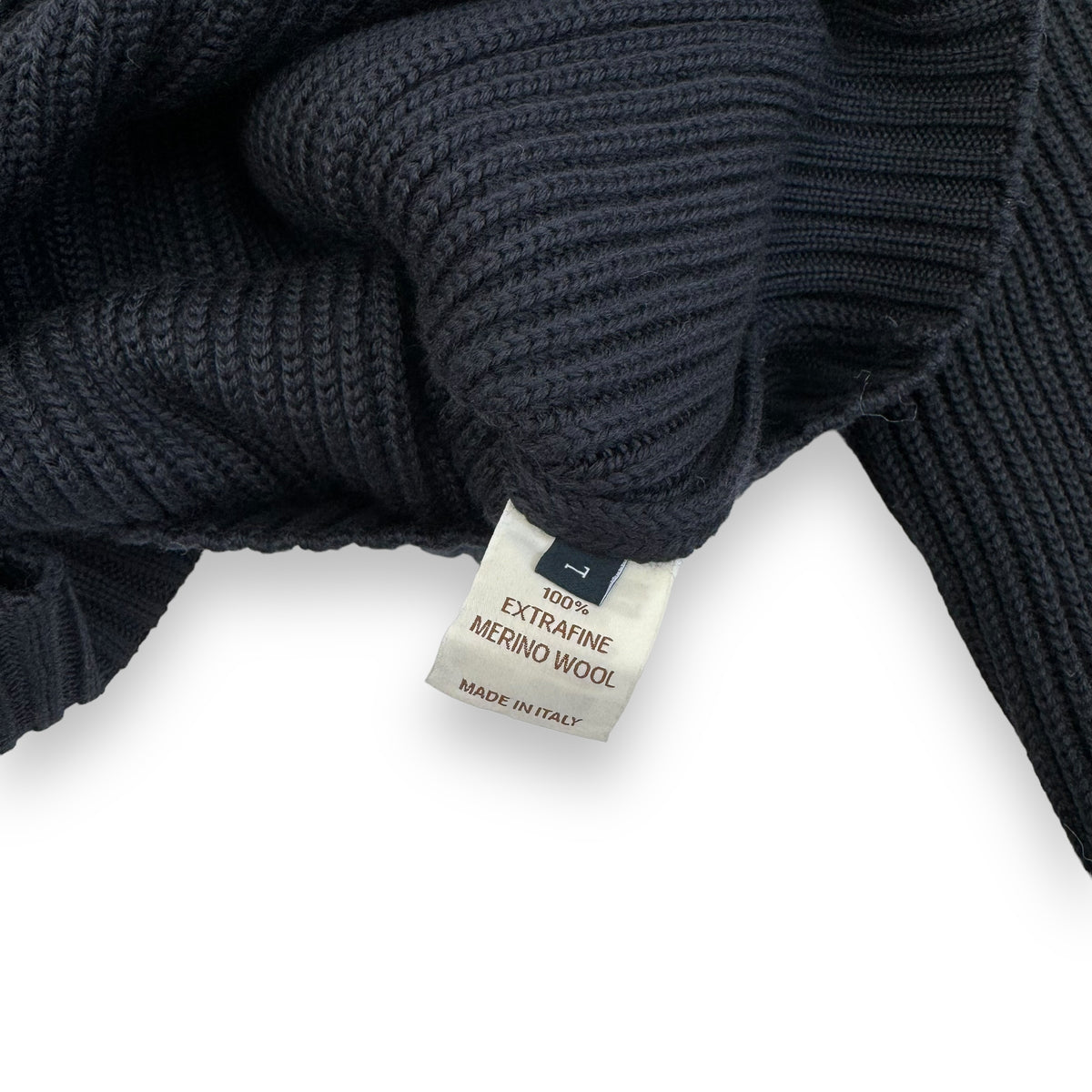 THOM SWEENEY AW23 SINGLE BREASTED WOOL / CASHMERE CARDIGAN NAVY L