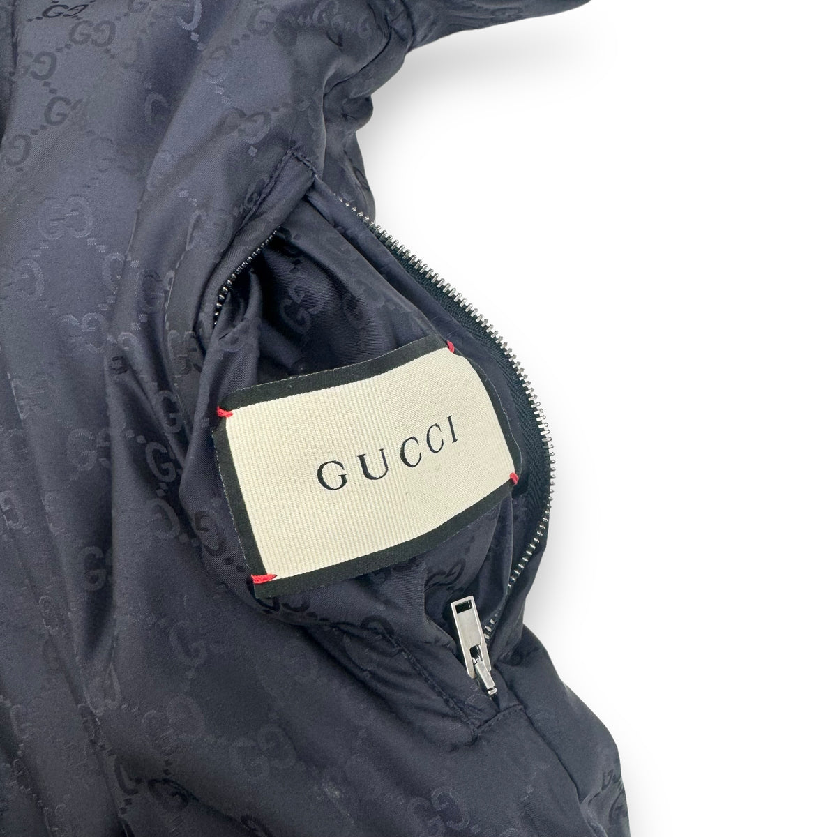 GUCCI GG REVERSIBLE MONOGRAM NYLON BOMBER JACKET BLACK / RED XL